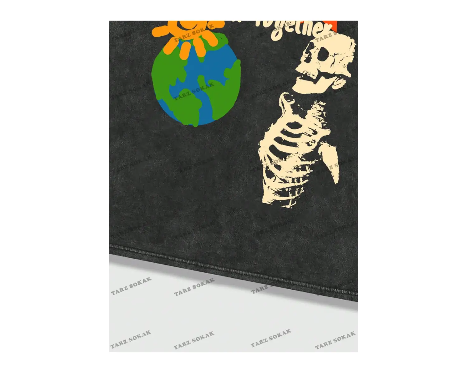 KOD Trend Street Life İlkbahar Yaz Günlük Giyime Uygun Kafatası ve Slogan Baskılı Kısa Kollu Erke