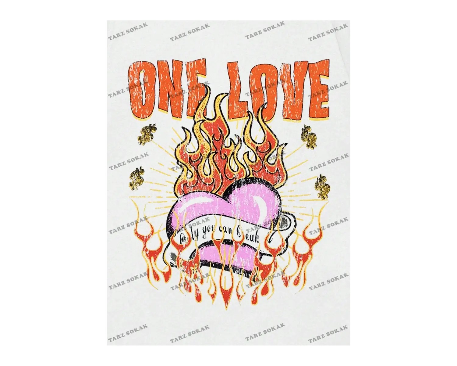 KOD Trend Studio Chunk Erkek Alev Kalp Desenli Kısa Kollu Tişört