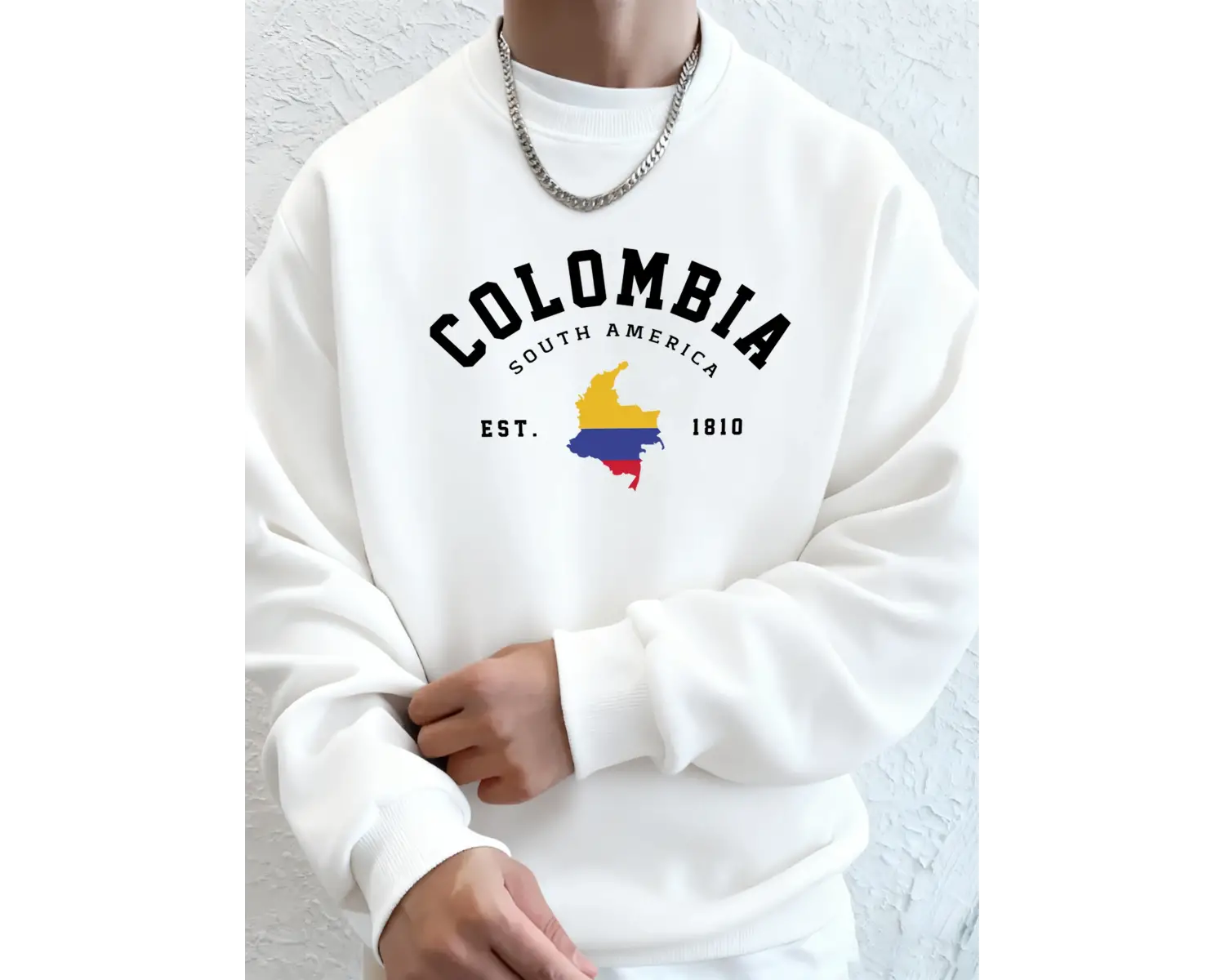 Kolombiya Güney Amerika Est 1810 Baskı Erkekler İçin Bol Rahat Sokak Giyimi Spor Yumuşak Kapü
