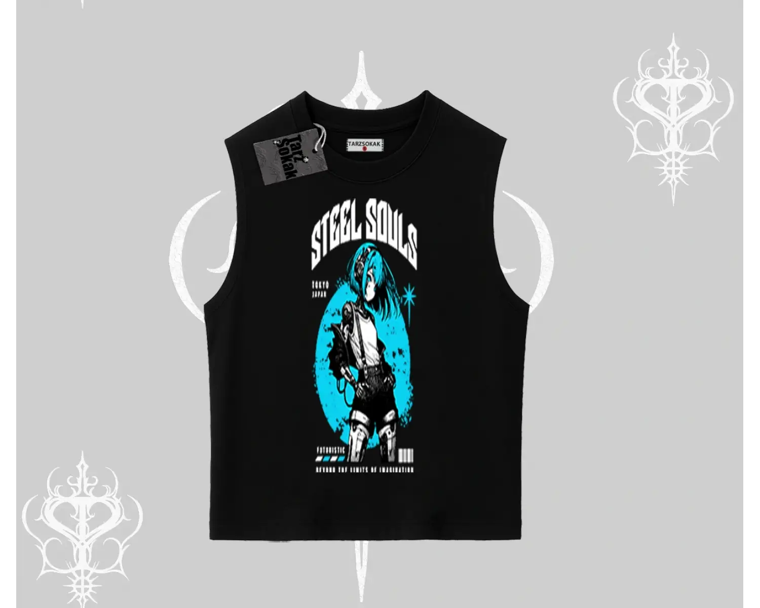 Kolsuz Tshirt Anime Cyberpunk Kız Baskılı