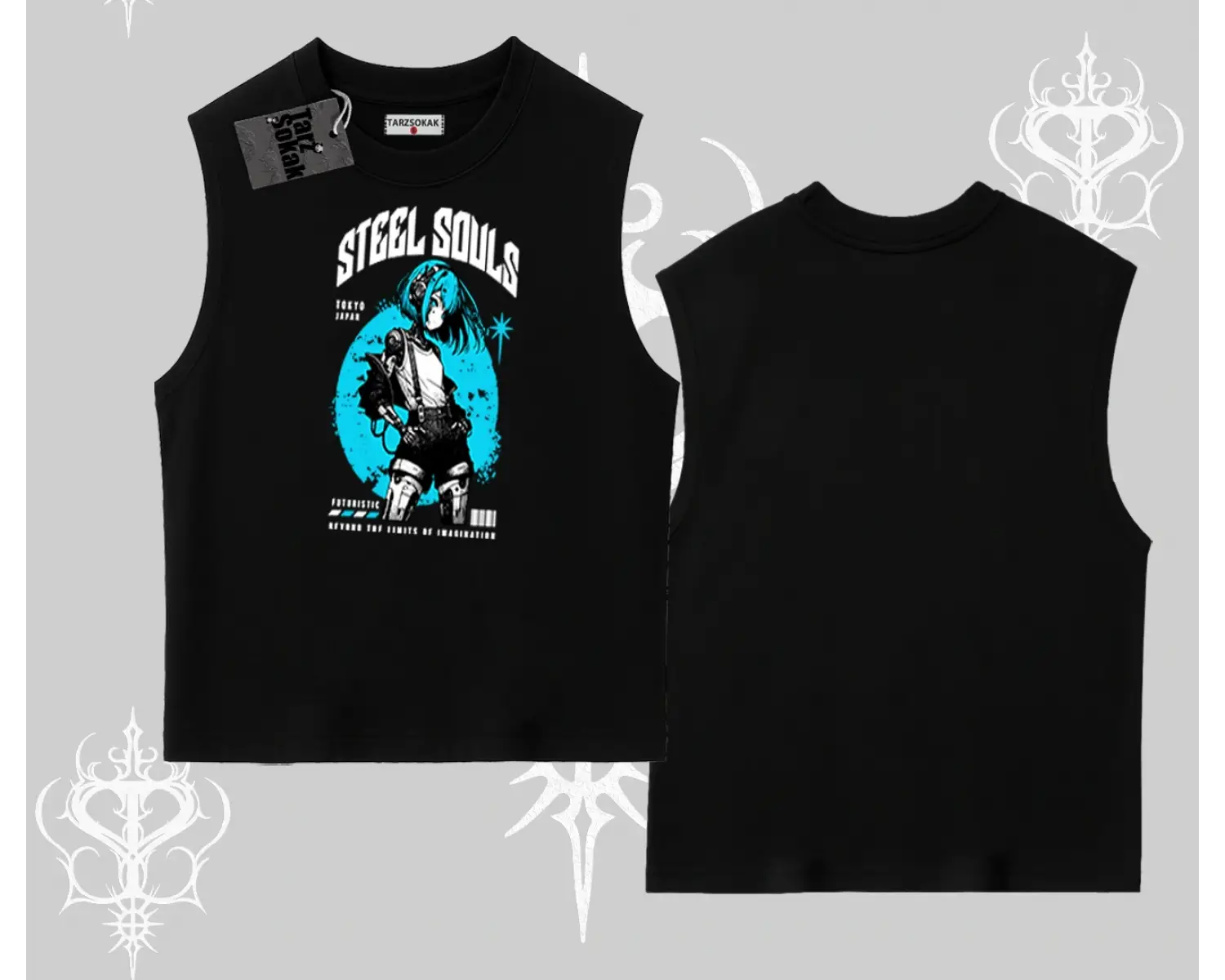 Kolsuz Tshirt Anime Cyberpunk Kız Baskılı