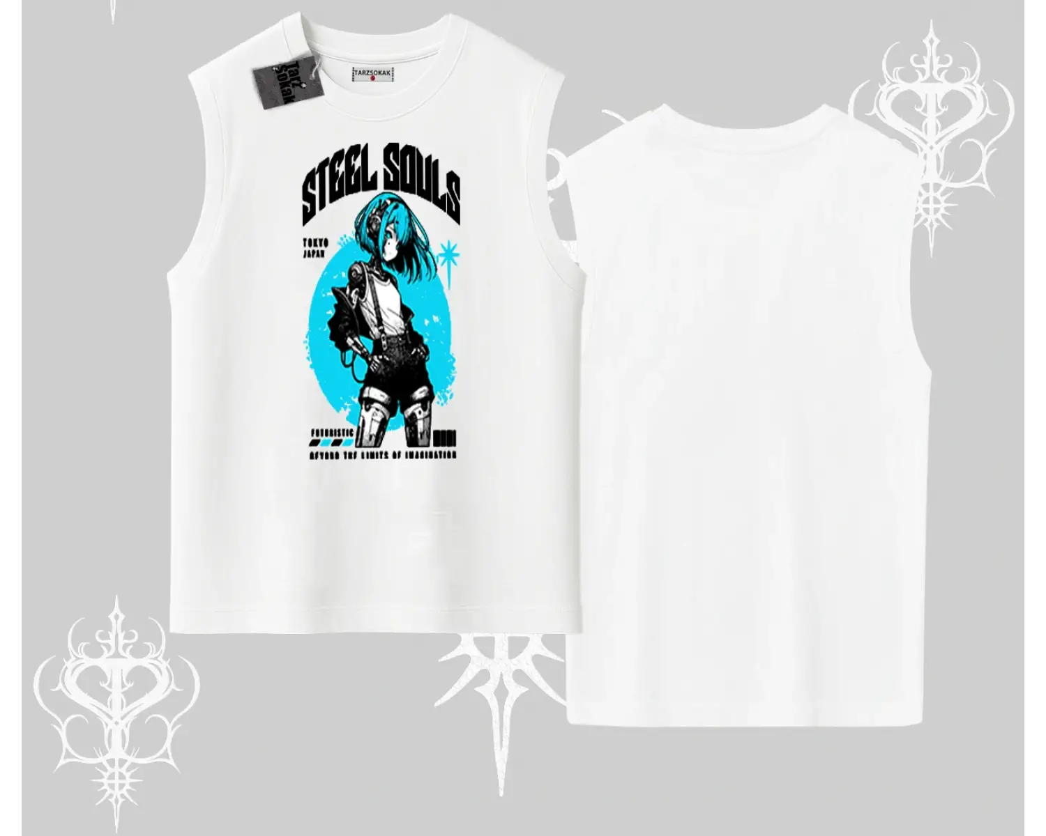 Kolsuz Tshirt Anime Cyberpunk Kız Baskılı