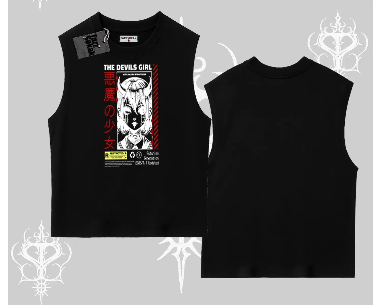 Kolsuz Tshirt Anime Devils Girl Japanese Style Baskılı