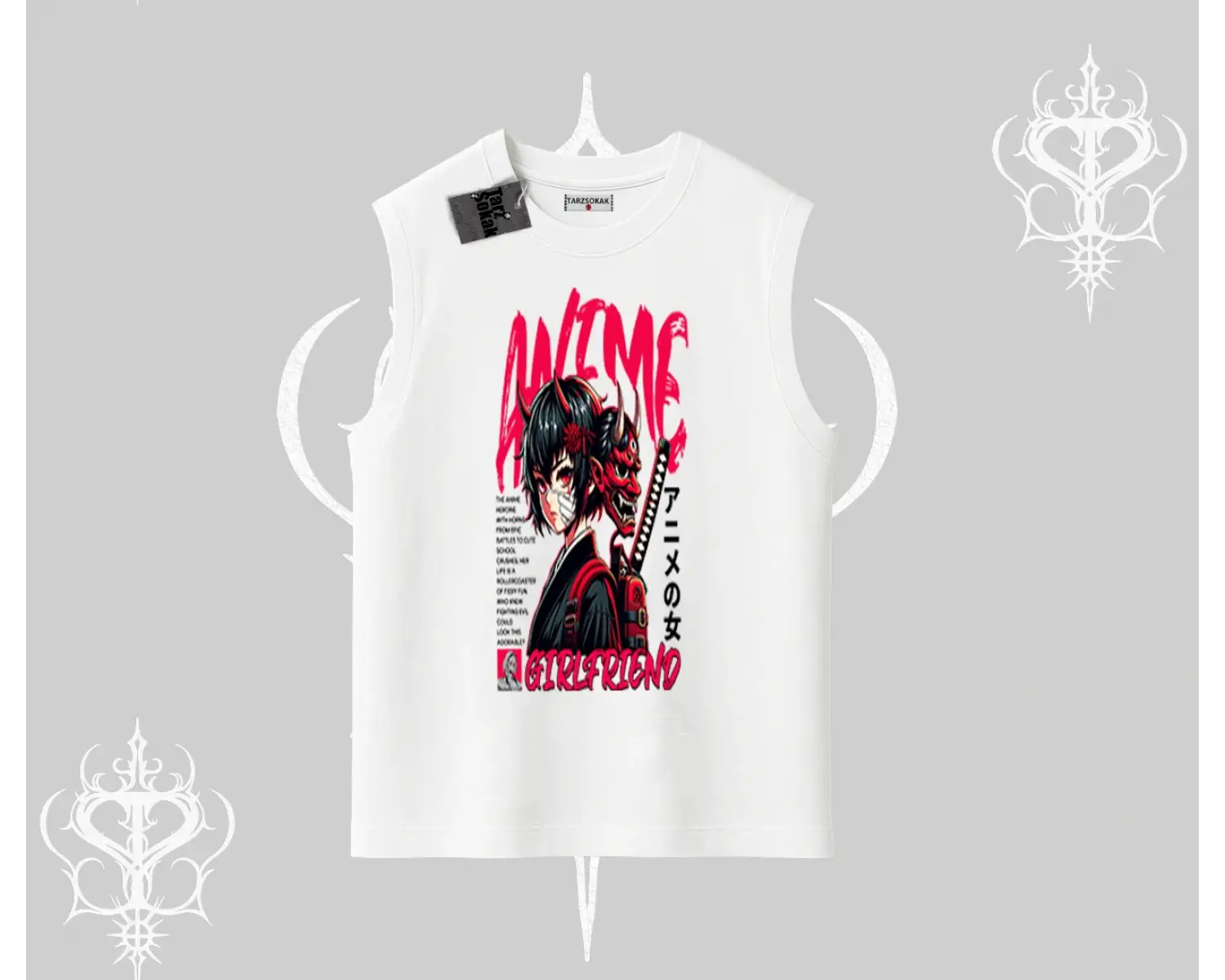 Kolsuz Tshirt Anime Girlfriend Kırmızı