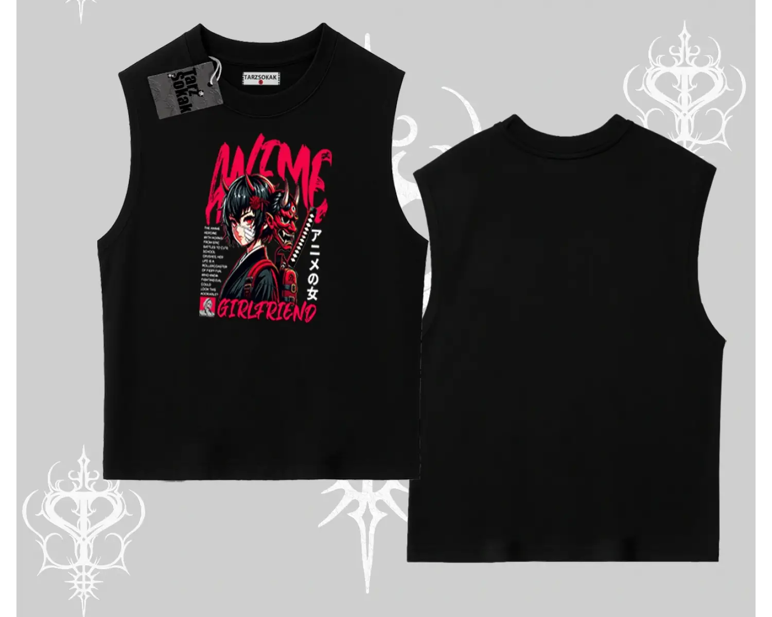 Kolsuz Tshirt Anime Girlfriend Kırmızı