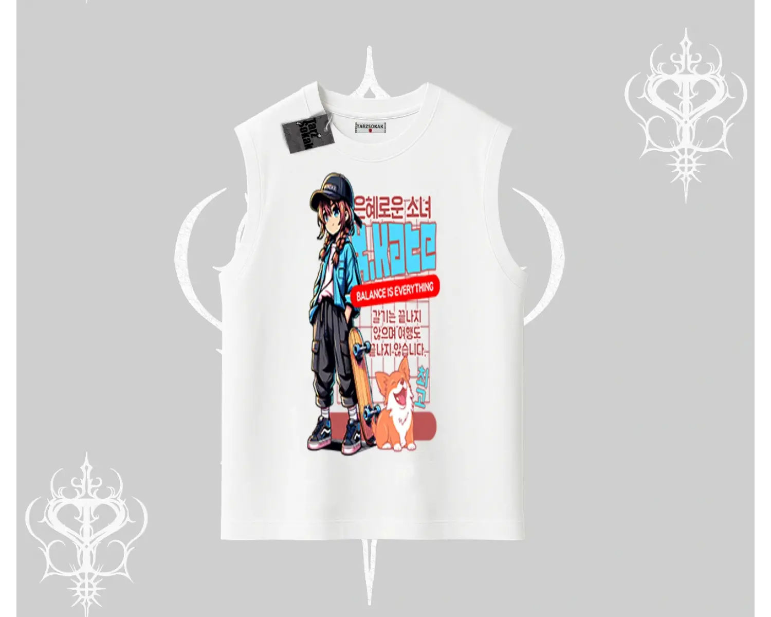 Kolsuz Tshirt Anime Hiker Girl Balance Is Everything Baskılı
