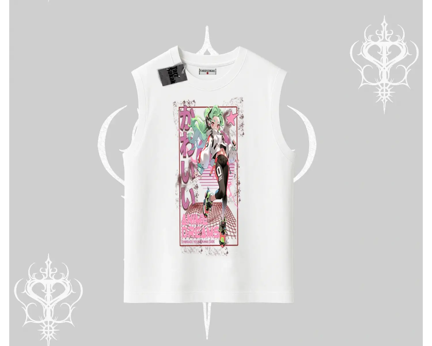 Kolsuz Tshirt Anime Kawaii Japon Kız Desenli