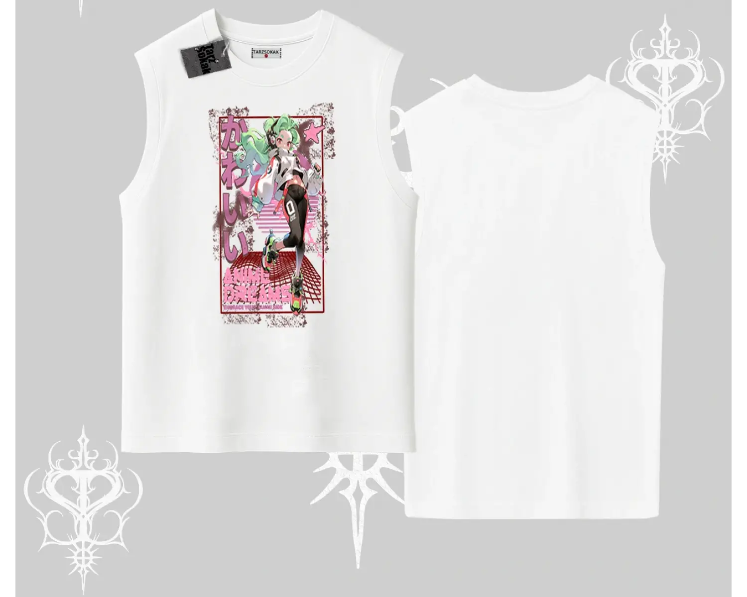 Kolsuz Tshirt Anime Kawaii Japon Kız Desenli