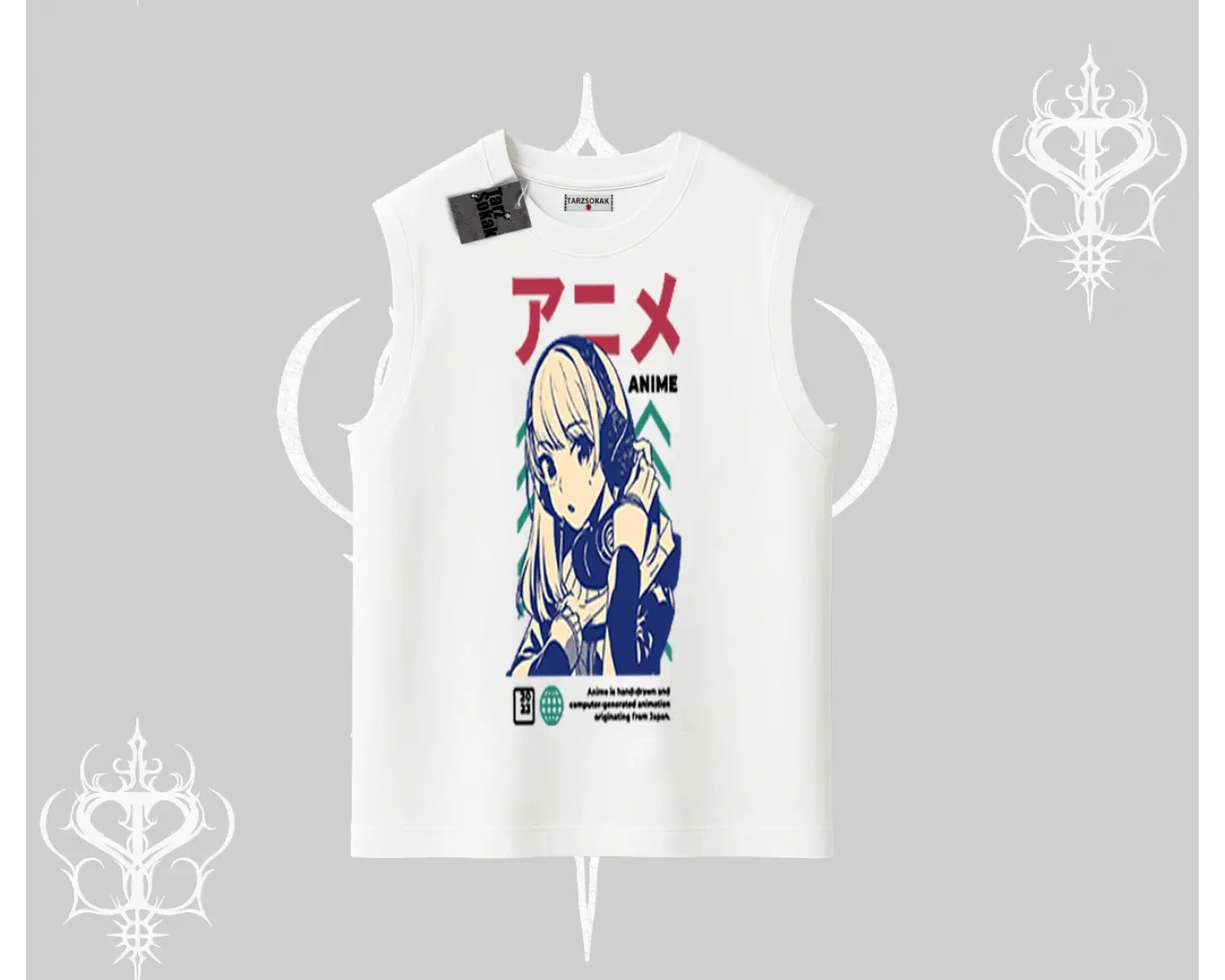 Kolsuz Tshirt Anime Kız Desenli Japon Tarzı