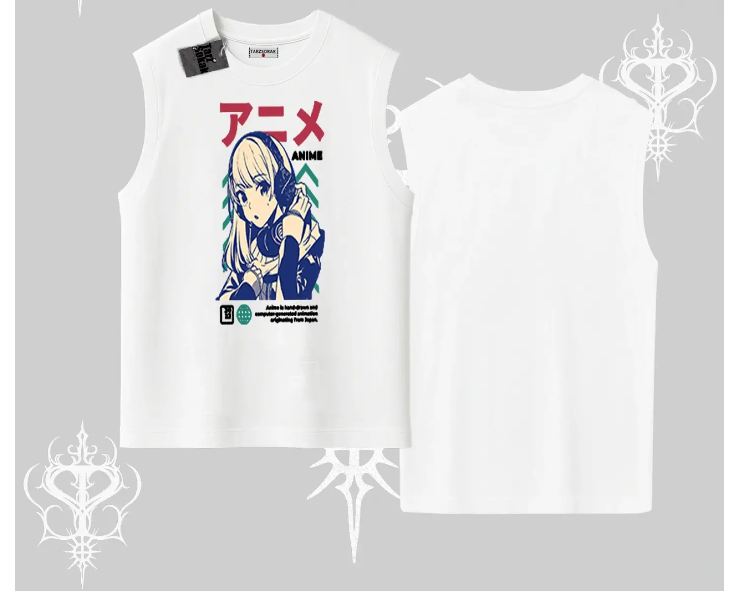 Kolsuz Tshirt Anime Kız Desenli Japon Tarzı