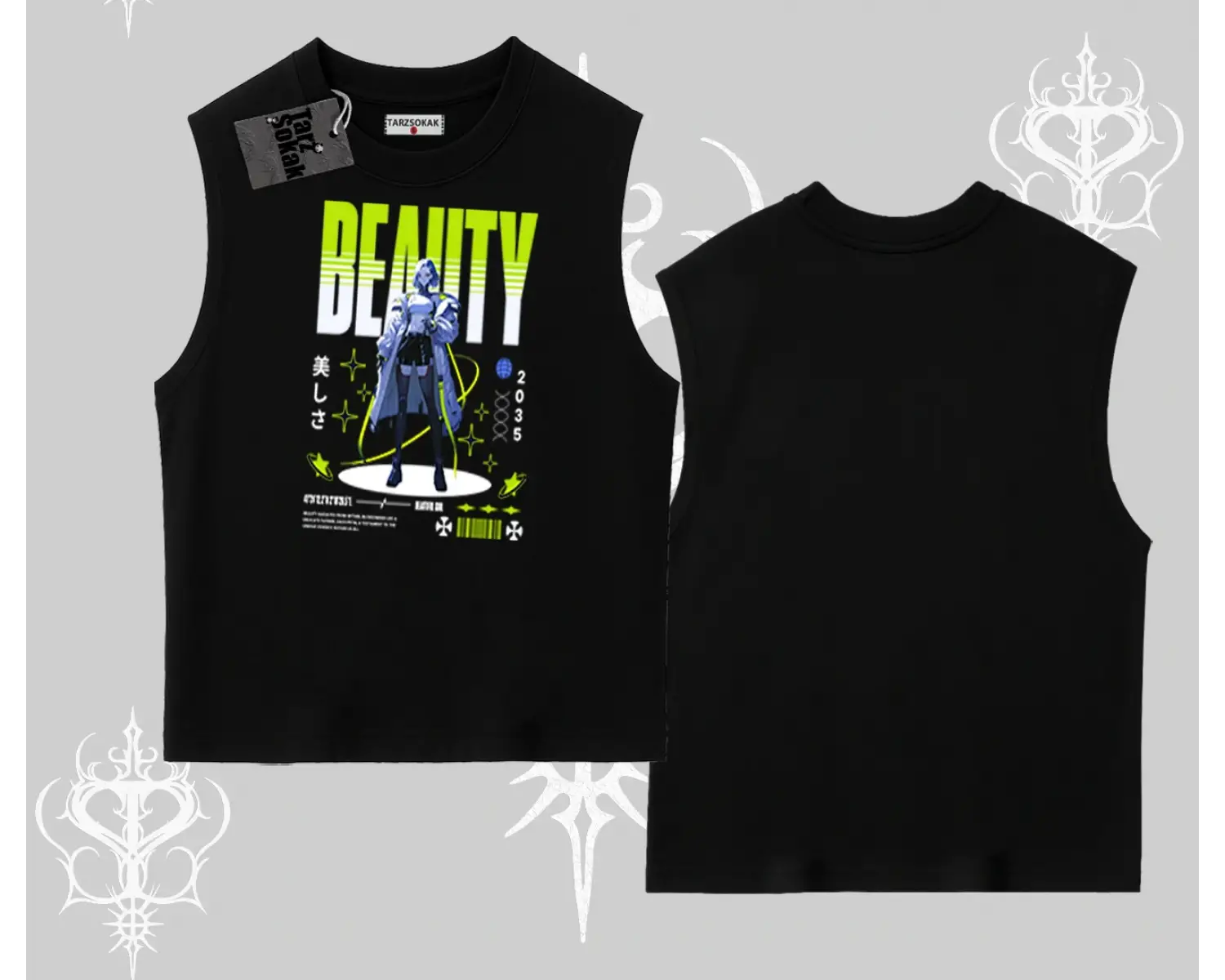 Kolsuz Tshirt Anime Unity Neon Detaylı Grafik Baskılı