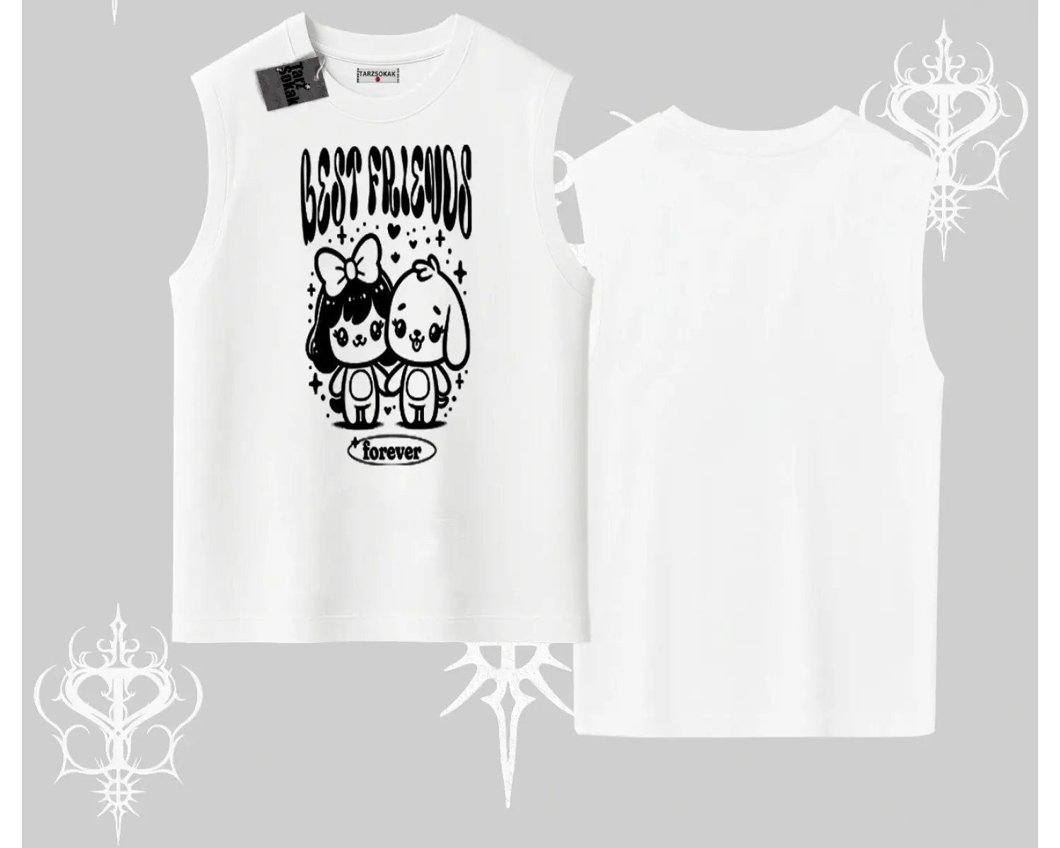 Kolsuz Tshirt Best Friends Forever Baskılı Sevimli Tasarım
