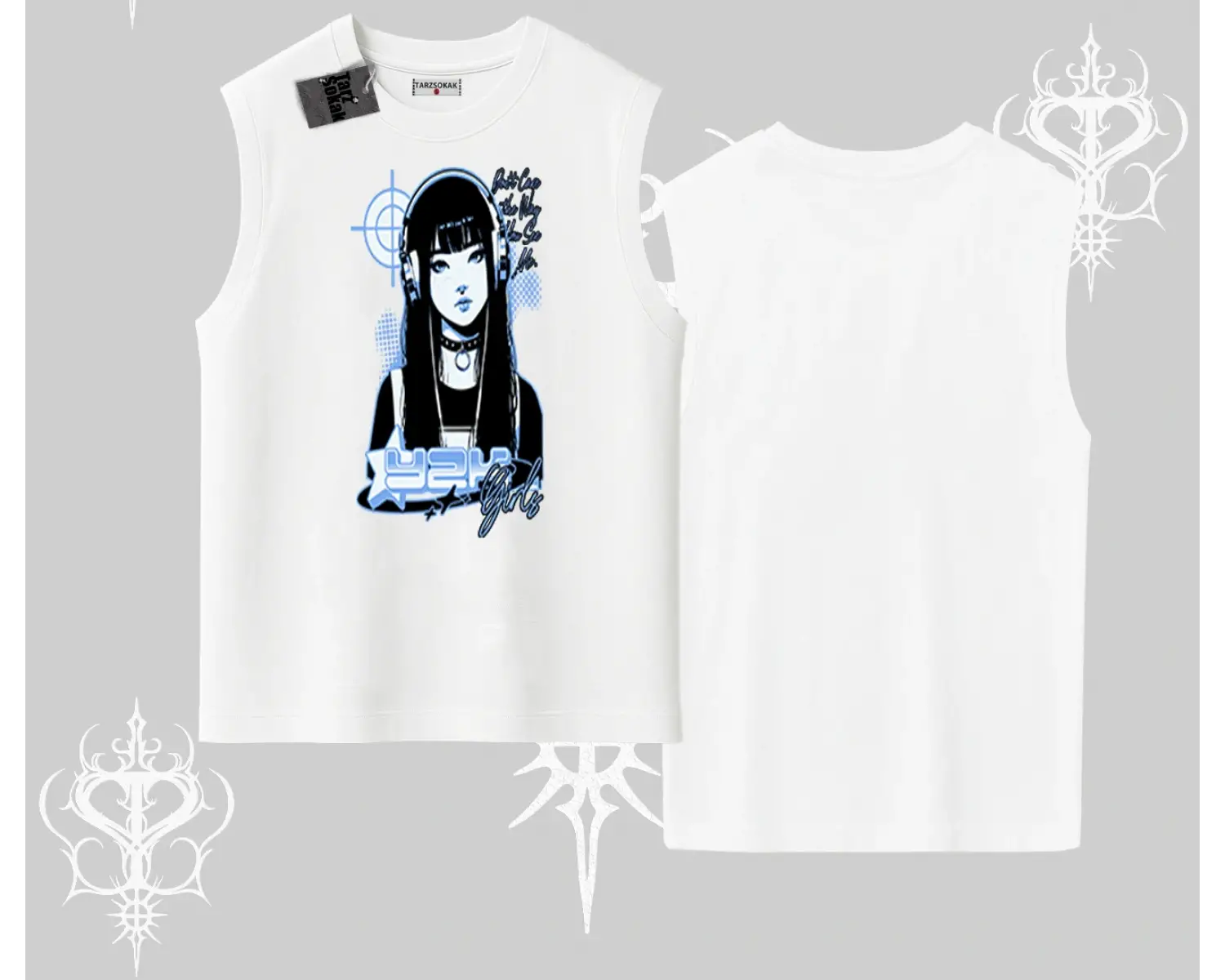 Kolsuz Tshirt Cyber Y2K Anime Girl Street Sound Aesthetic