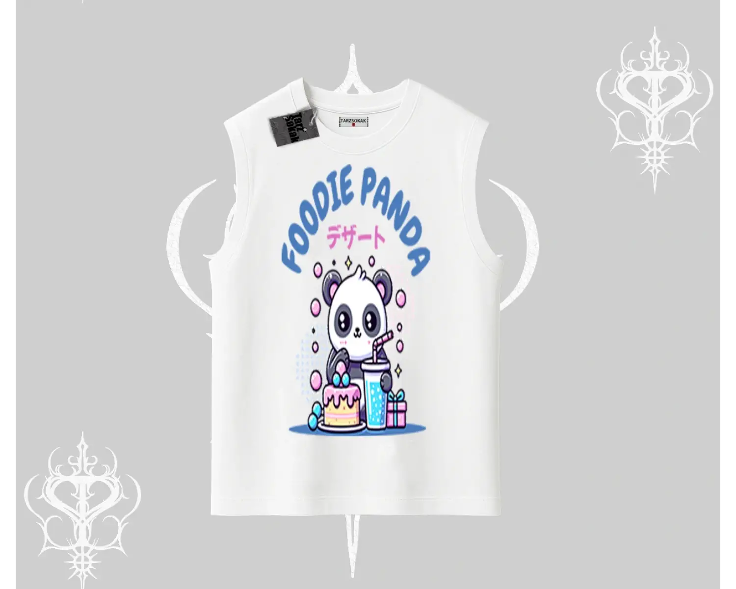 Kolsuz Tshirt Foodie Panda Tatlı ve Sevimli Panda Baskılı