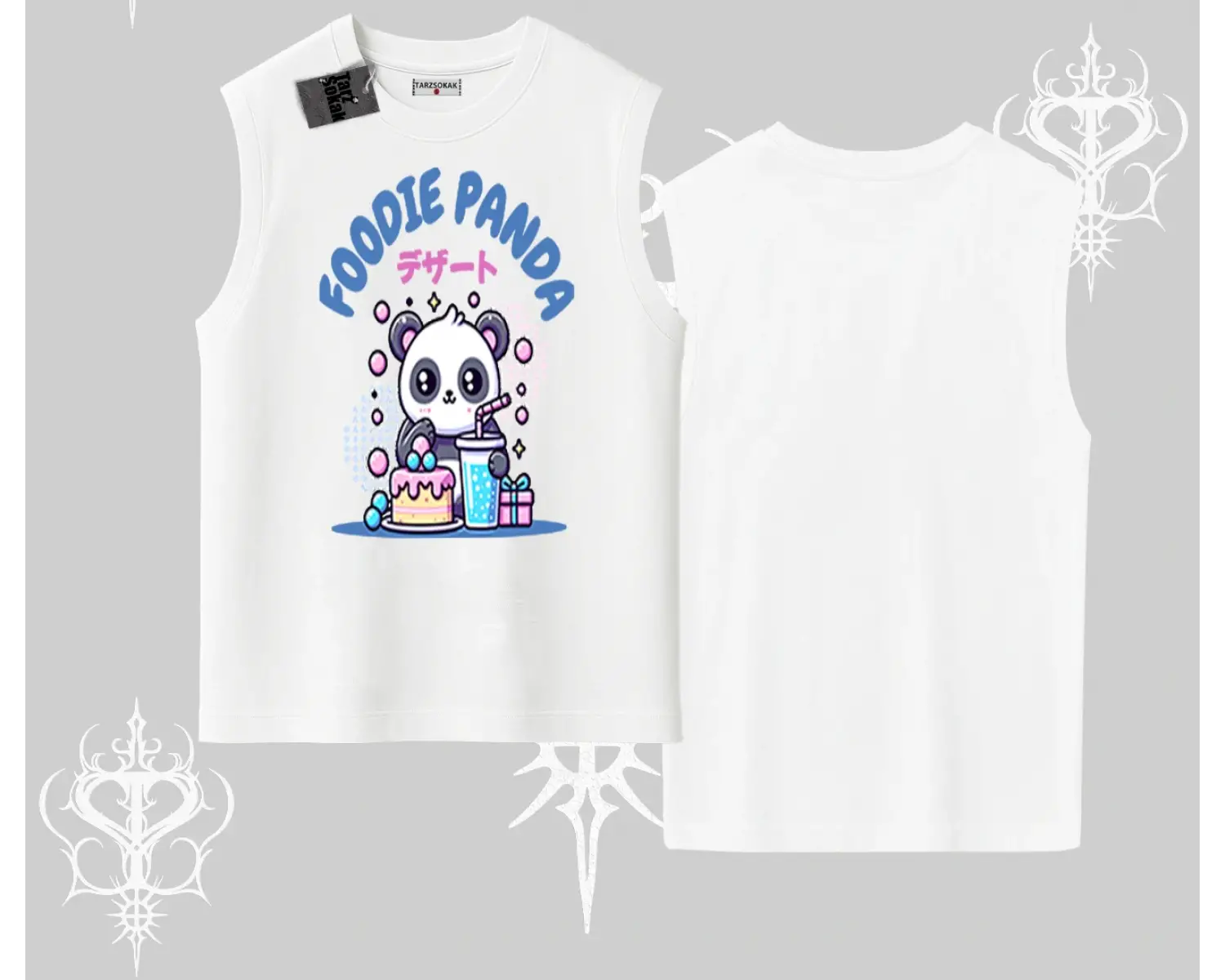 Kolsuz Tshirt Foodie Panda Tatlı ve Sevimli Panda Baskılı