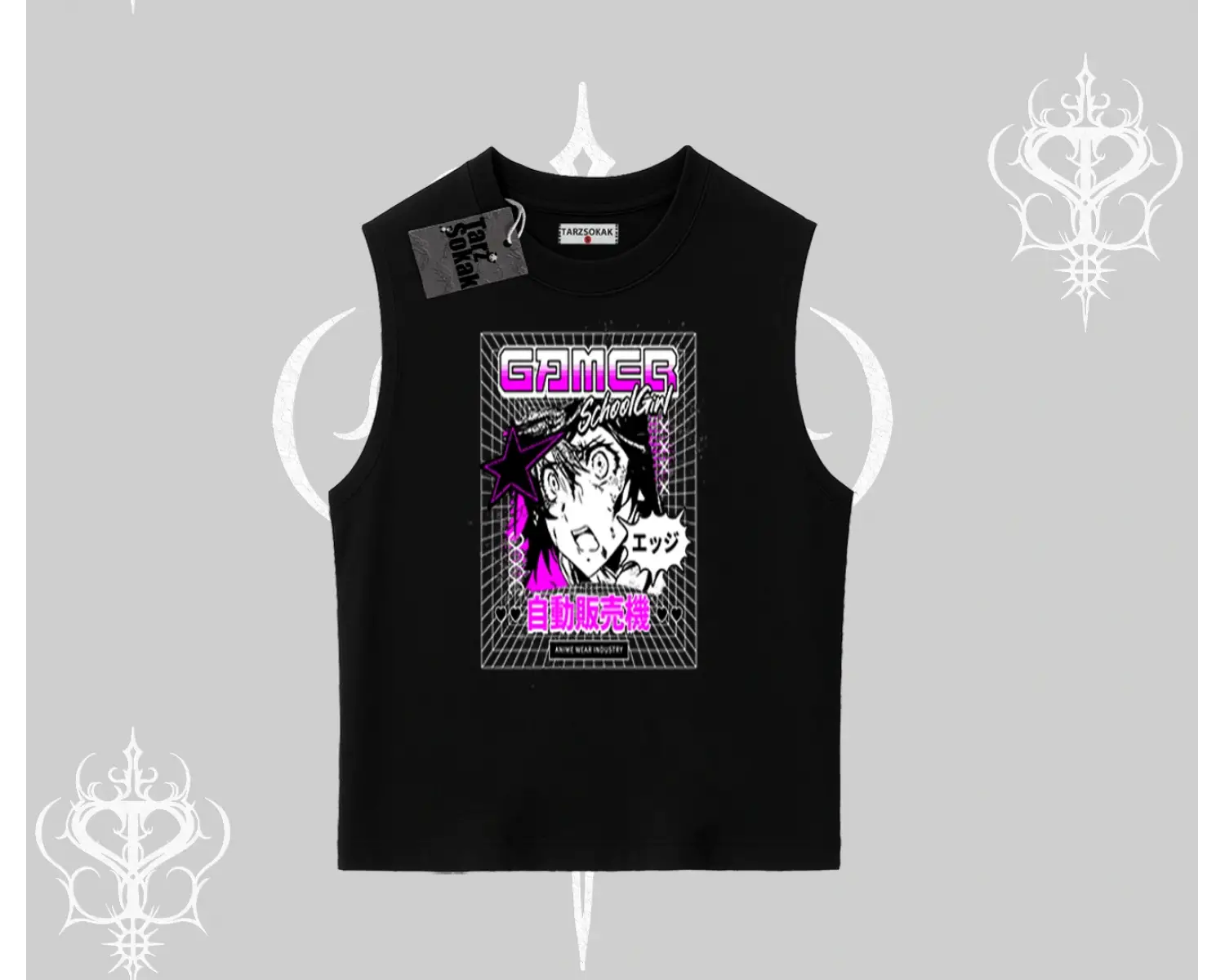 Kolsuz Tshirt Games Schoolgirl Anime Baskılı