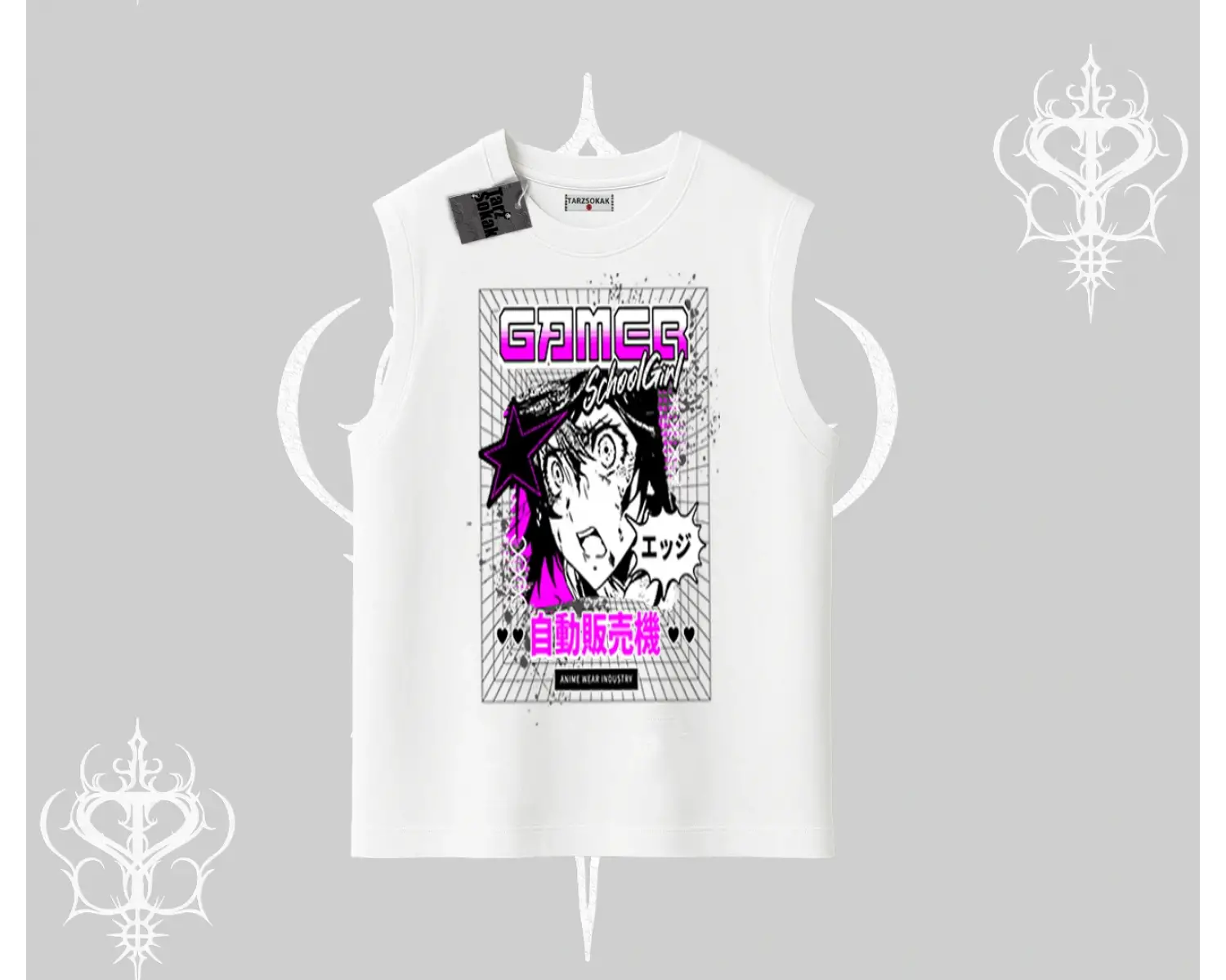 Kolsuz Tshirt Games Schoolgirl Anime Baskılı