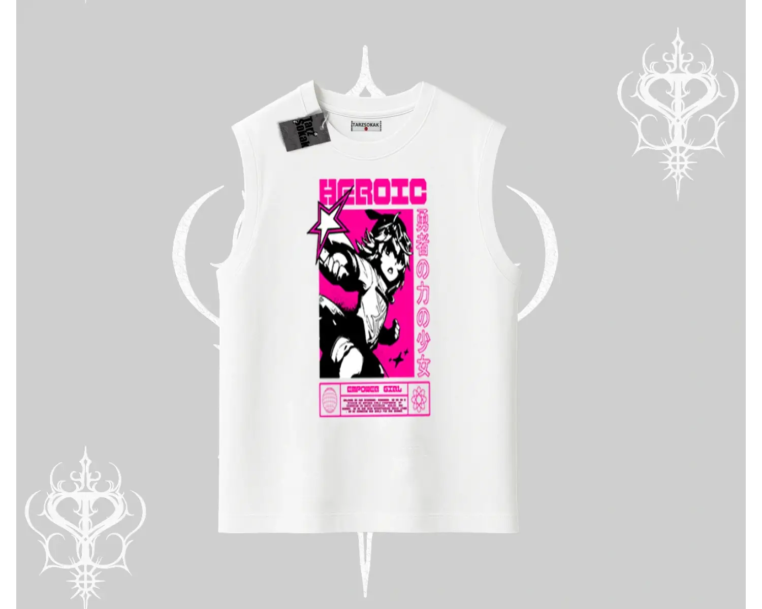 Kolsuz Tshirt Heroic Anime Girl Japon Stil Grafik Baskılı