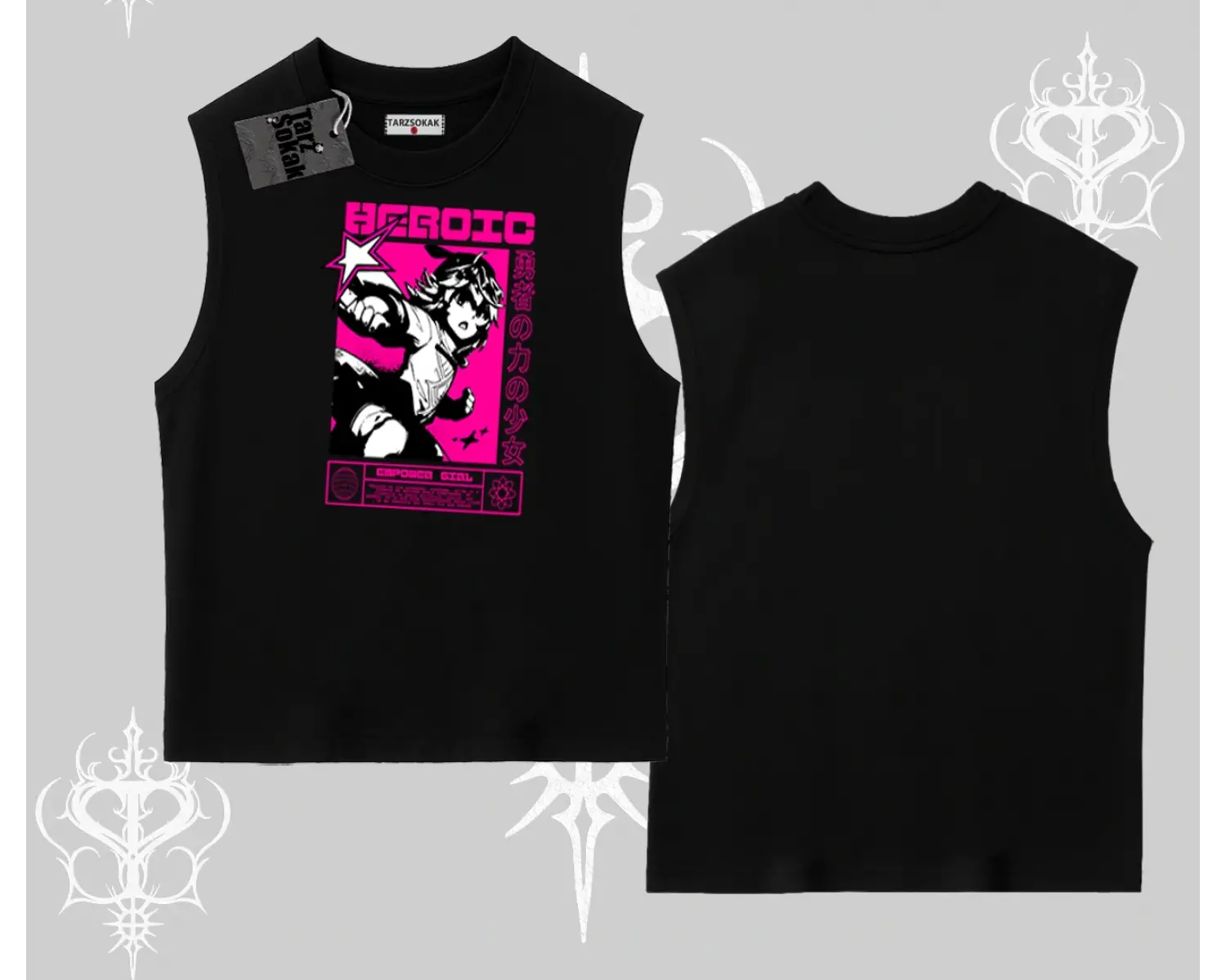 Kolsuz Tshirt Heroic Anime Girl Japon Stil Grafik Baskılı