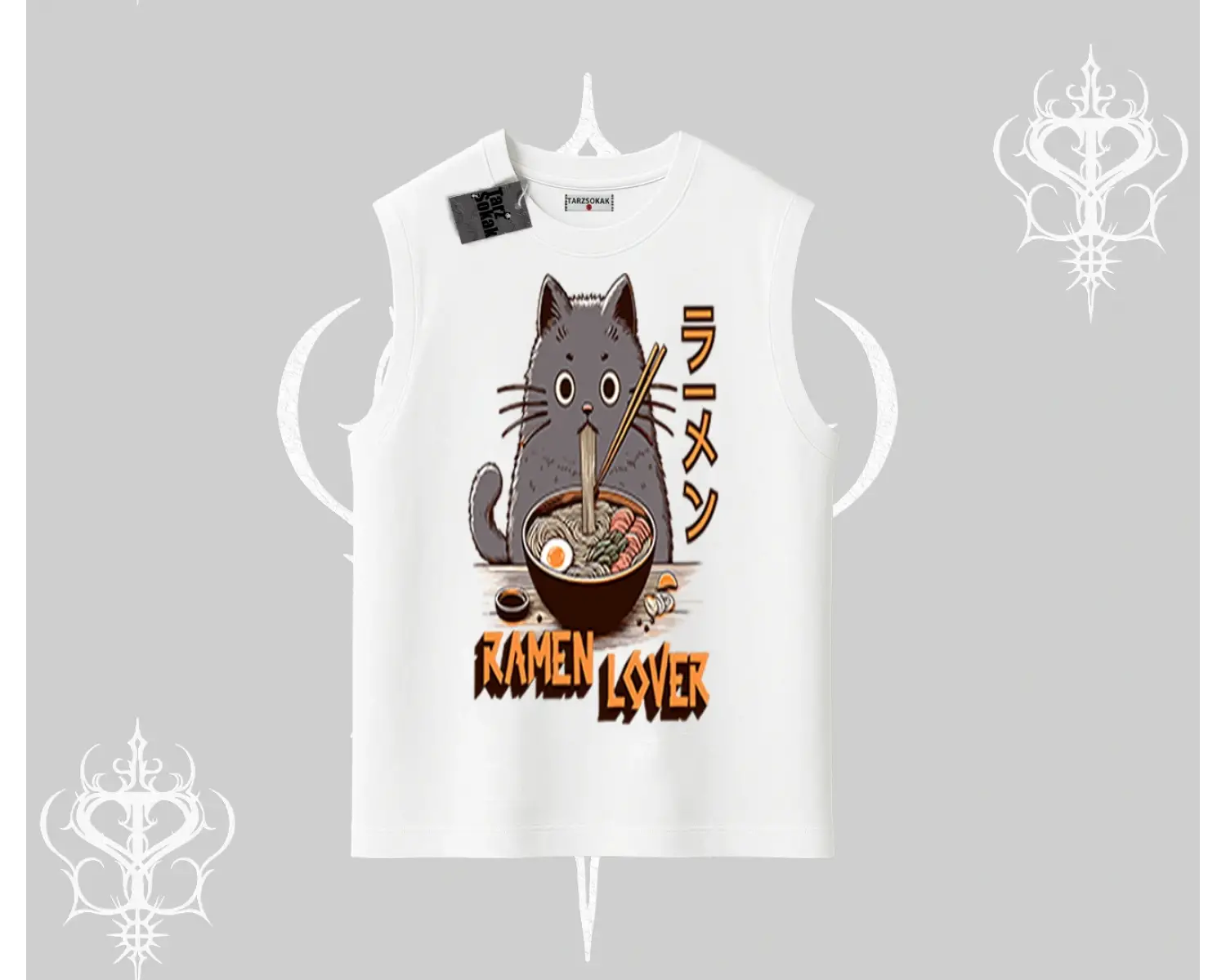 Kolsuz Tshirt Ramen Lover Kedi Anime Baskılı