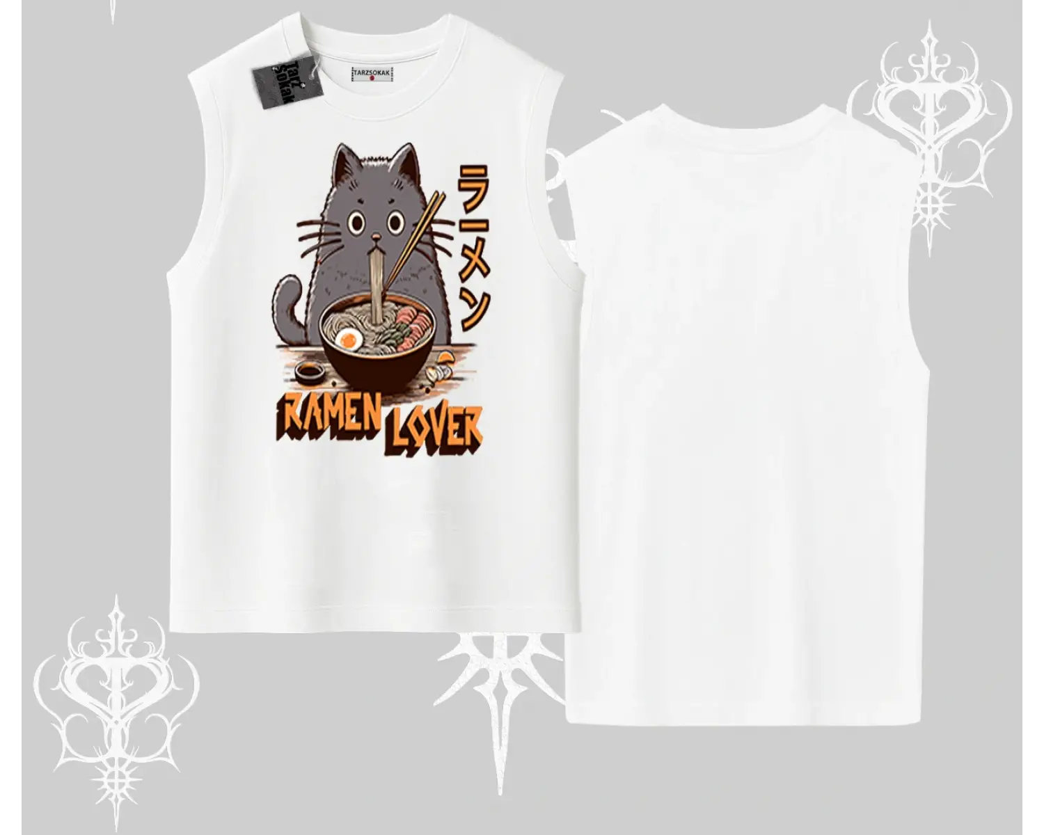 Kolsuz Tshirt Ramen Lover Kedi Anime Baskılı