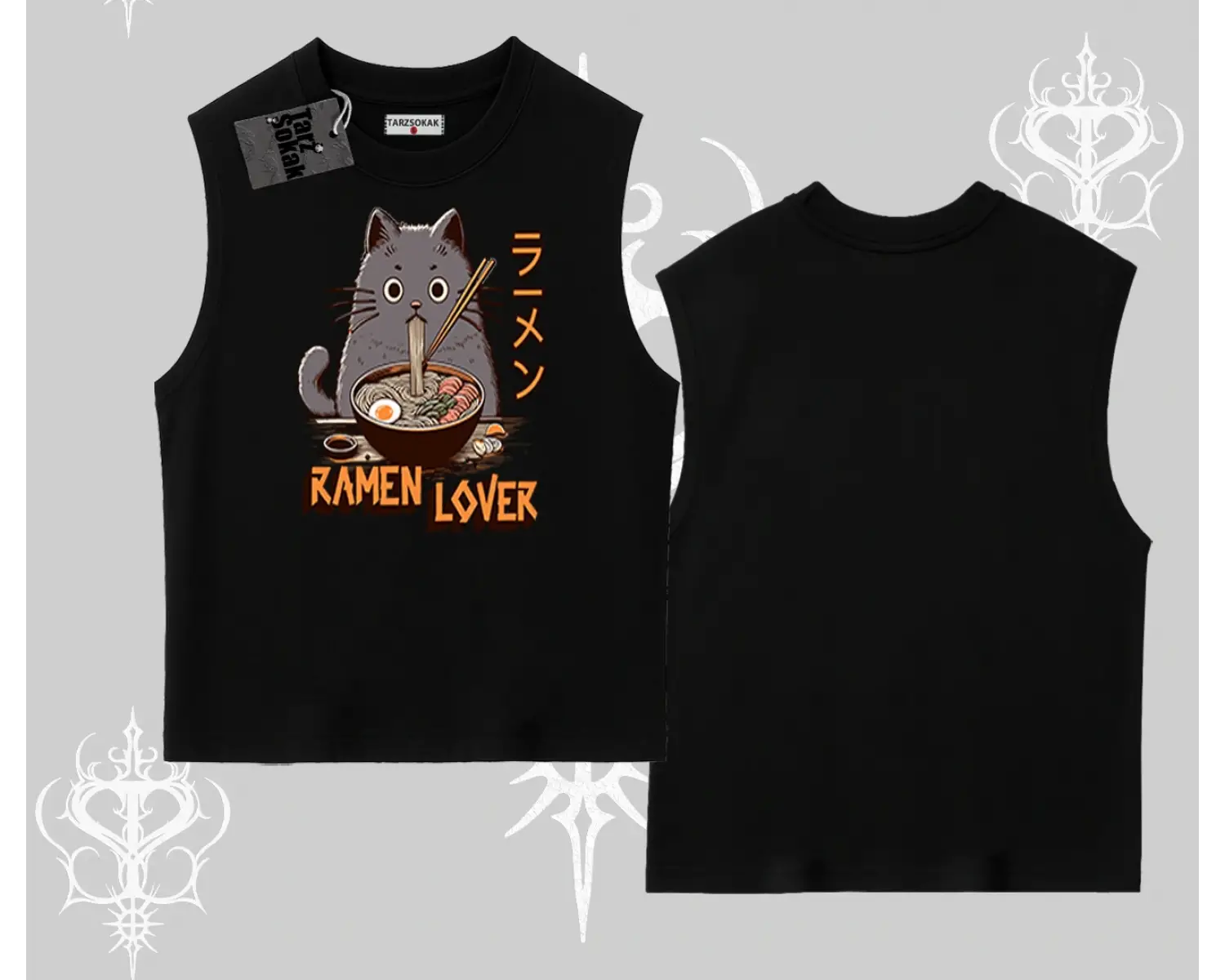 Kolsuz Tshirt Ramen Lover Kedi Anime Baskılı