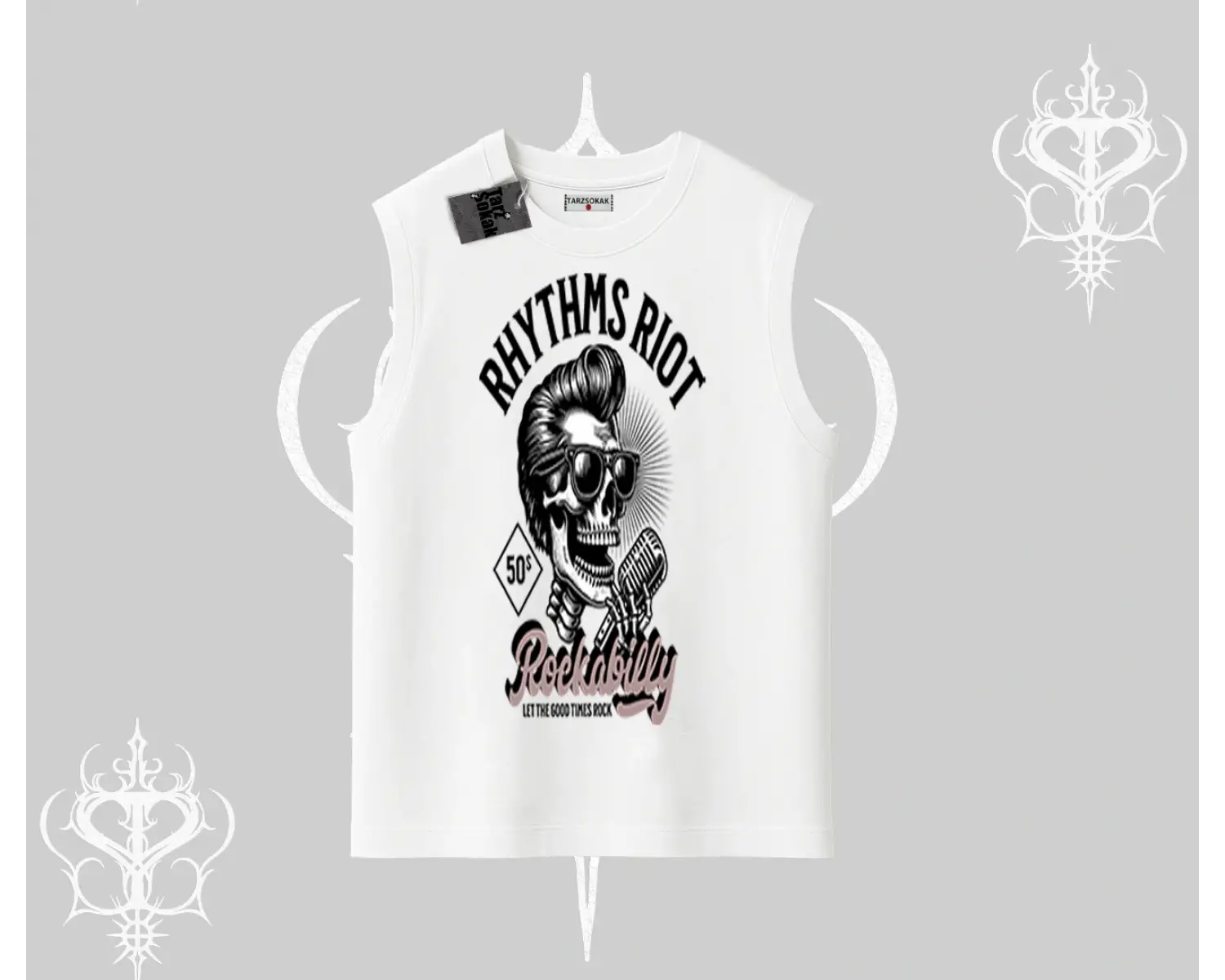 Kolsuz Tshirt Rhythms Riot Vintage Rockabilly Skull Street Aesthetic
