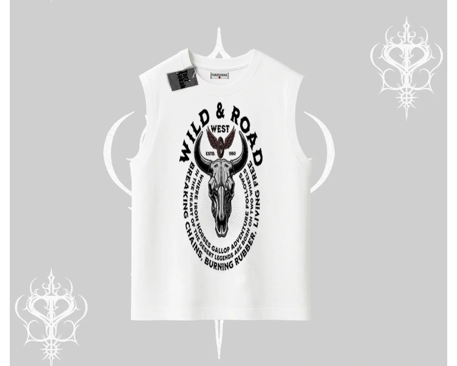 Kolsuz Tshirt Wild & Road Western Skull Biker Street Culture