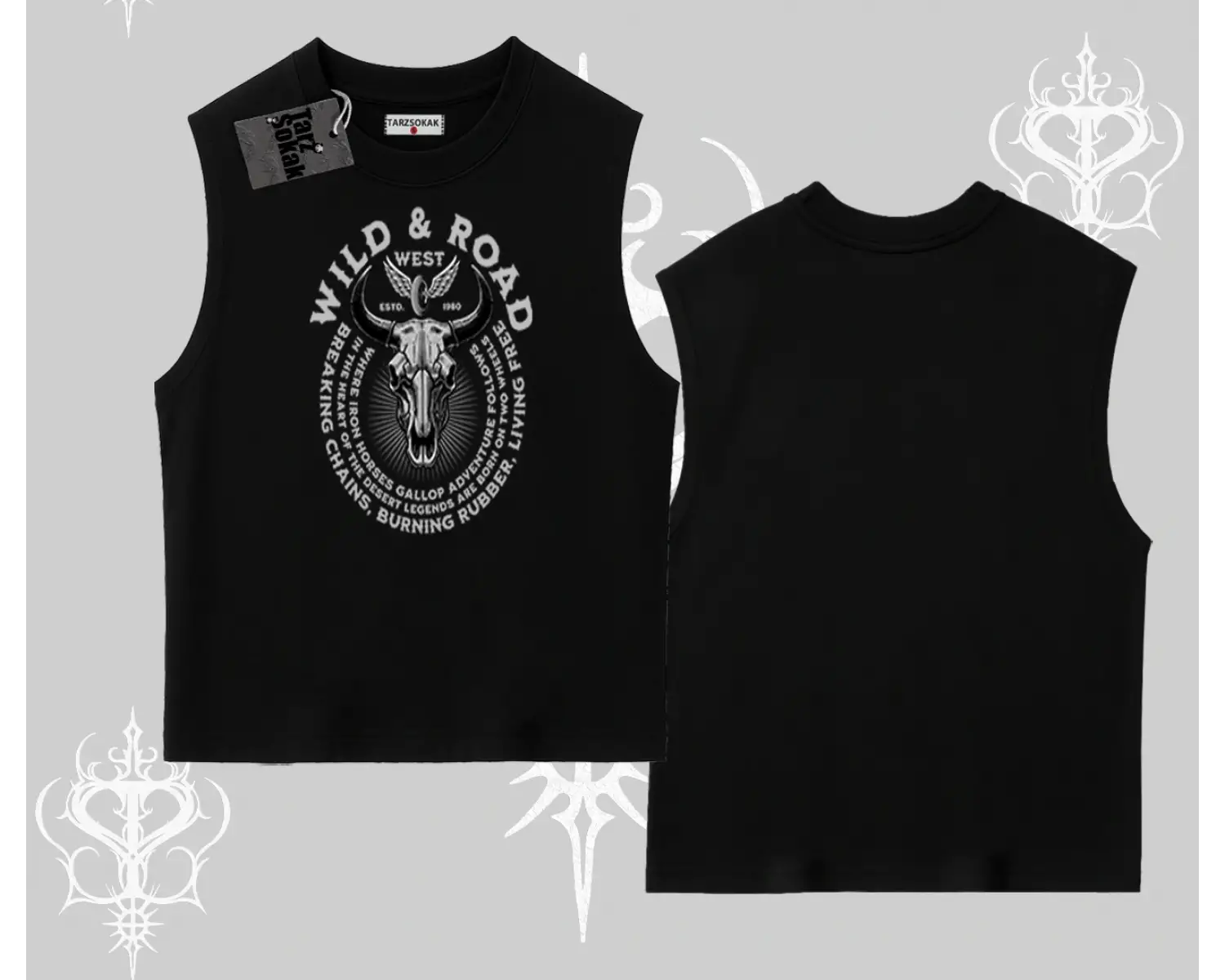 Kolsuz Tshirt Wild & Road Western Skull Biker Street Culture