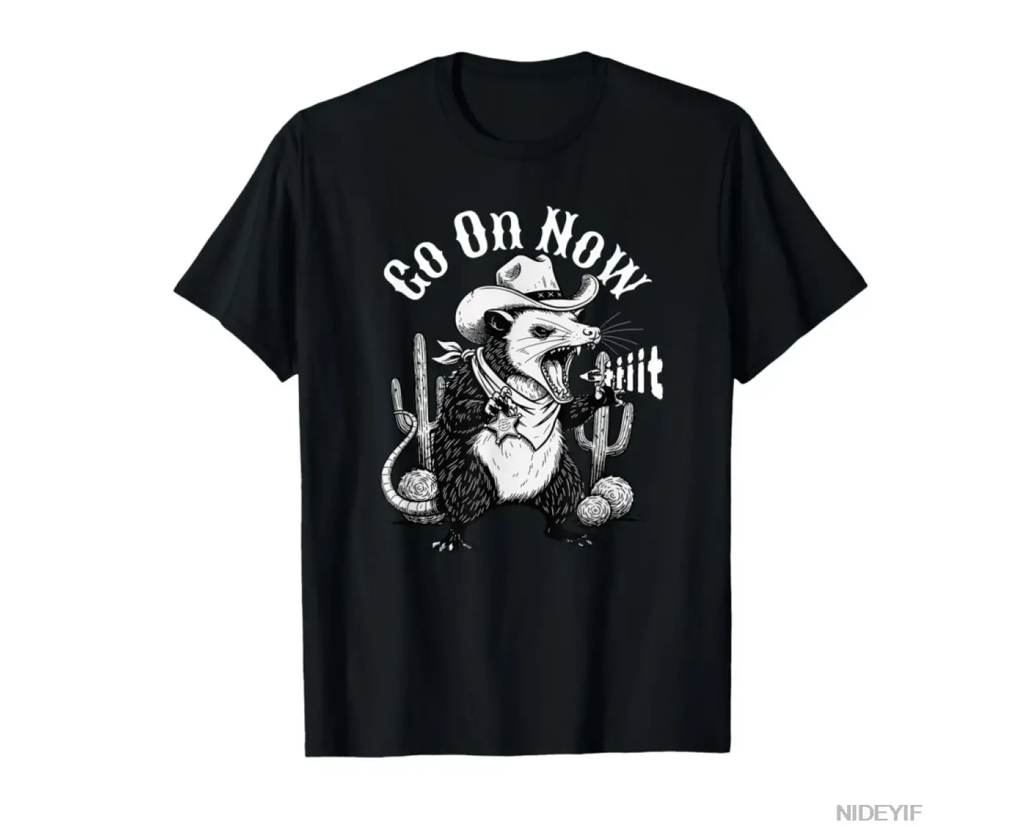 Komik Batı Opossum Go On Now Git Kovboy Possum Meme T-shirt Erkekler Kadınlar Için % 100% Pam