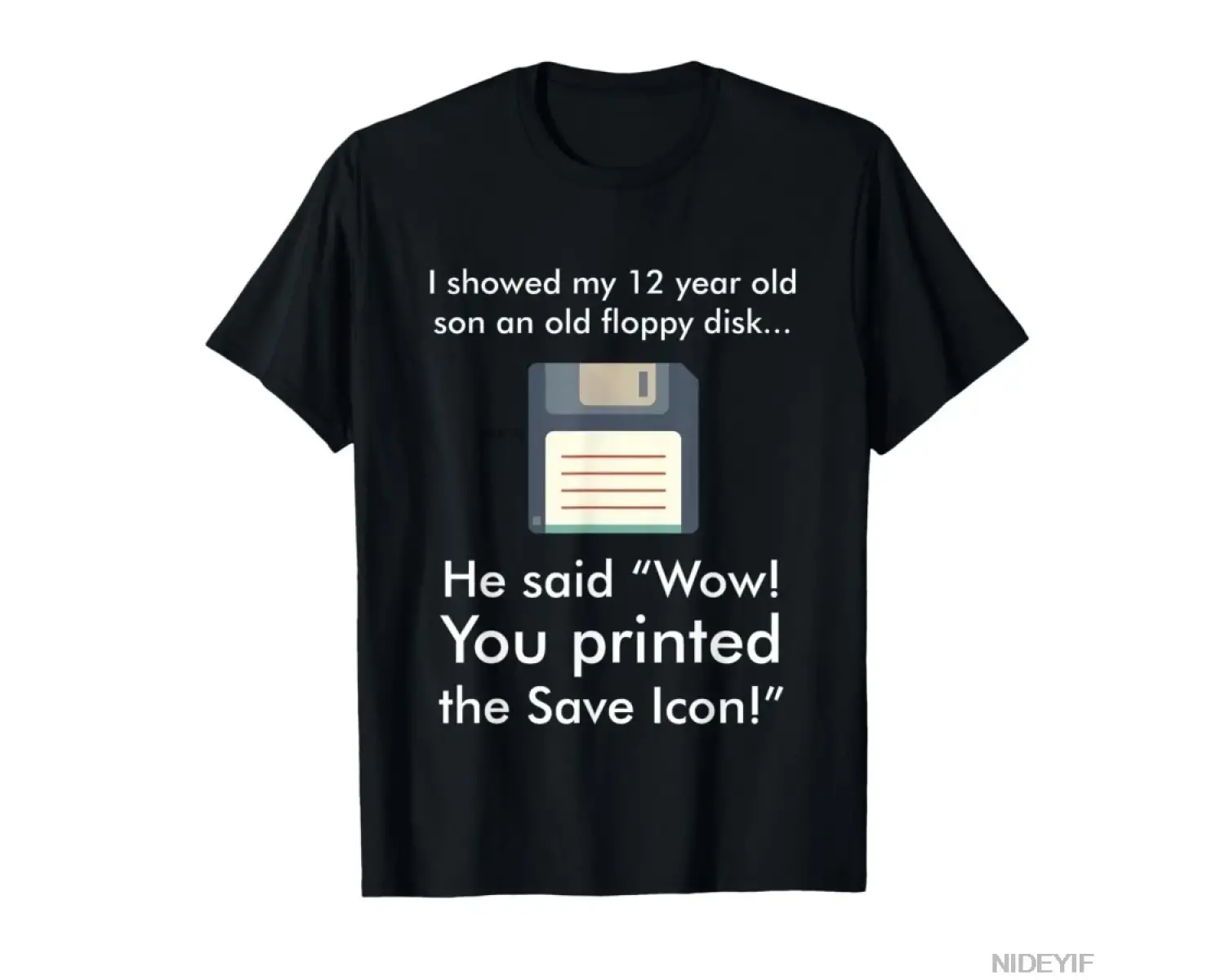Komik Bilgisayar Uzmanı Disket Baskılı Kaydetme Simgesi Tişörtü Erkek Kadın %100 Pamuk Tişört