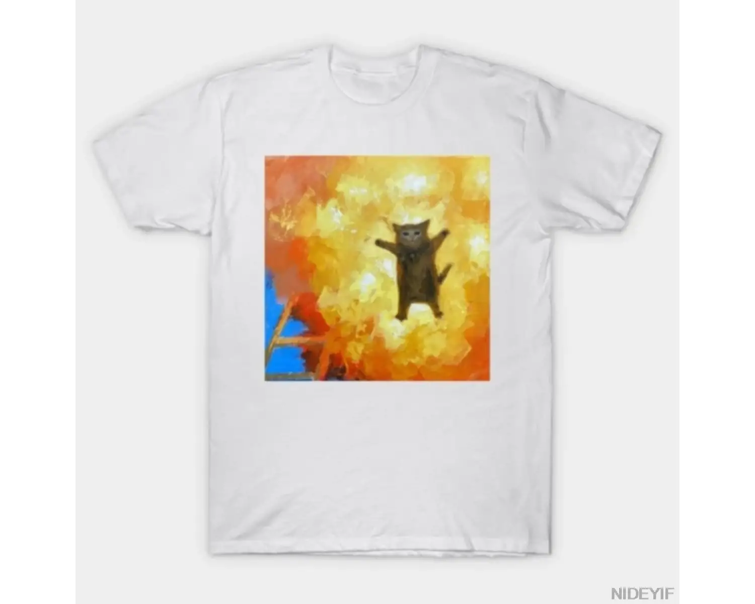 Komik Boom Miyav Uçan Kedi Meme T-shirt Erkekler Kadınlar Için % 100% Pamuk T Shirt Kısa Koll