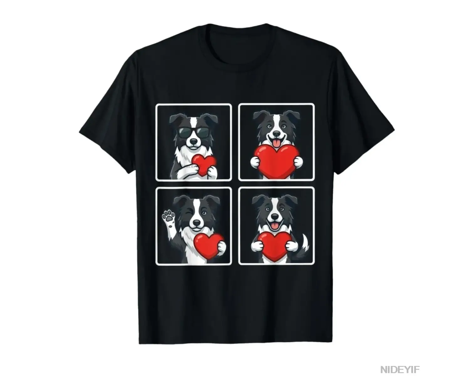 Komik Border Collie Fotoğraf Kabini Köpek Sevgilisi Sevgililer Günü T-shirt Erkekler Kadınlar