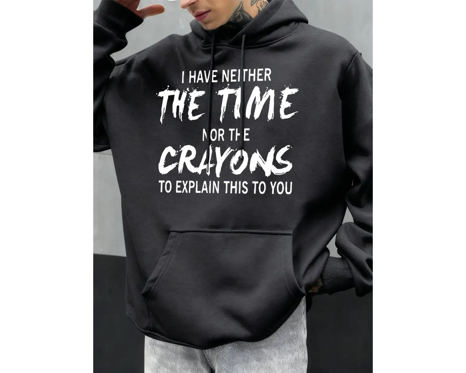 Komik Desenli Sonbahar Erkek Kapüşonlu Cepli Sweatshirt Günlük Polar Yumuşak Kazak Hip Hop Kı