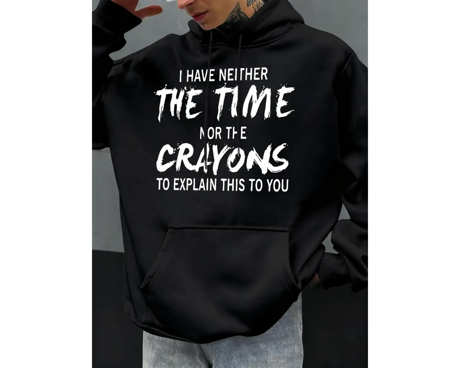 Komik Desenli Sonbahar Erkek Kapüşonlu Cepli Sweatshirt Günlük Polar Yumuşak Kazak Hip Hop Kı