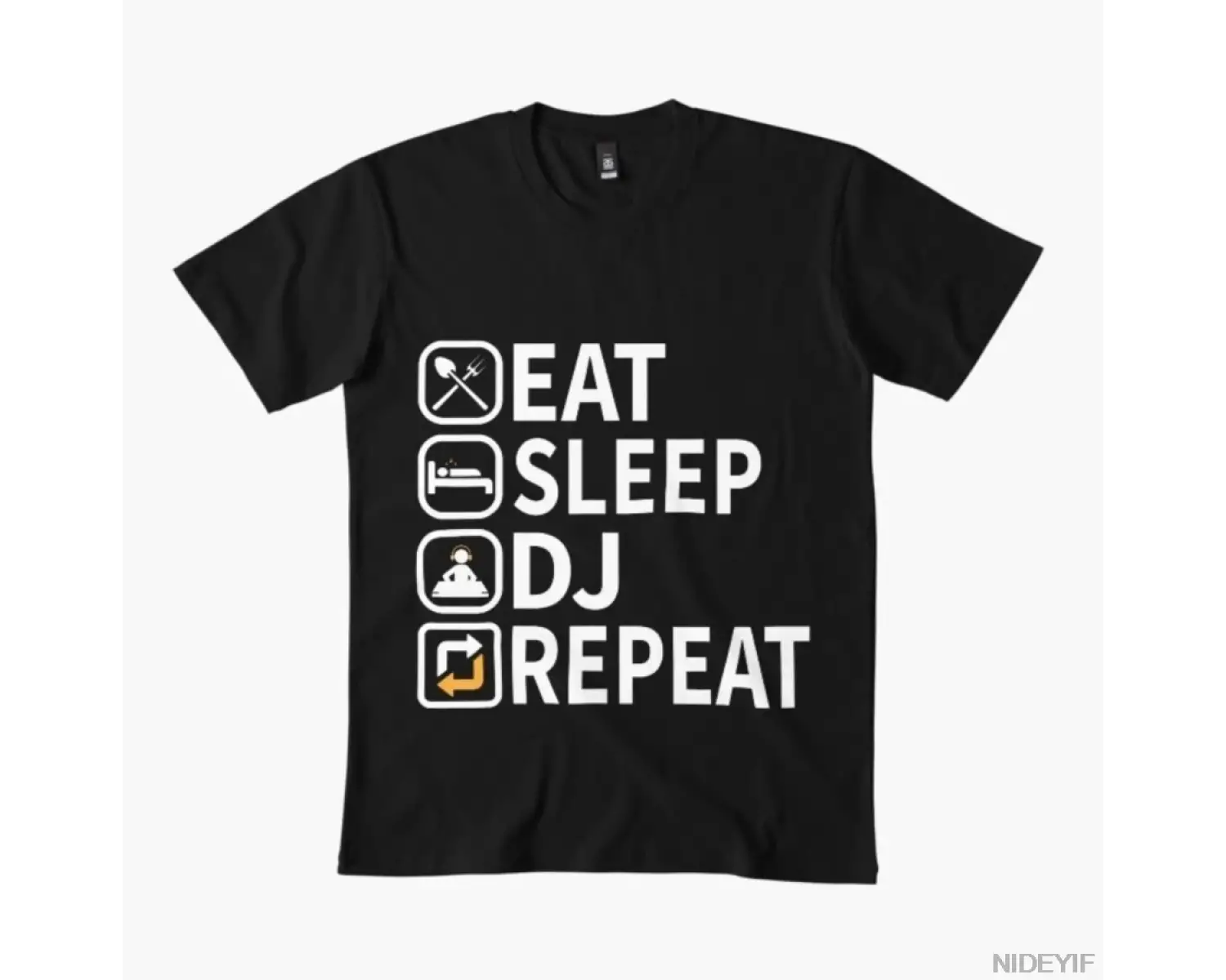 Komik DJ Şakaları Yemek Uyku DJ Tekrar Komik DJ Memeleri Erkekler ve Kadınlar İçin %100 Pamuk