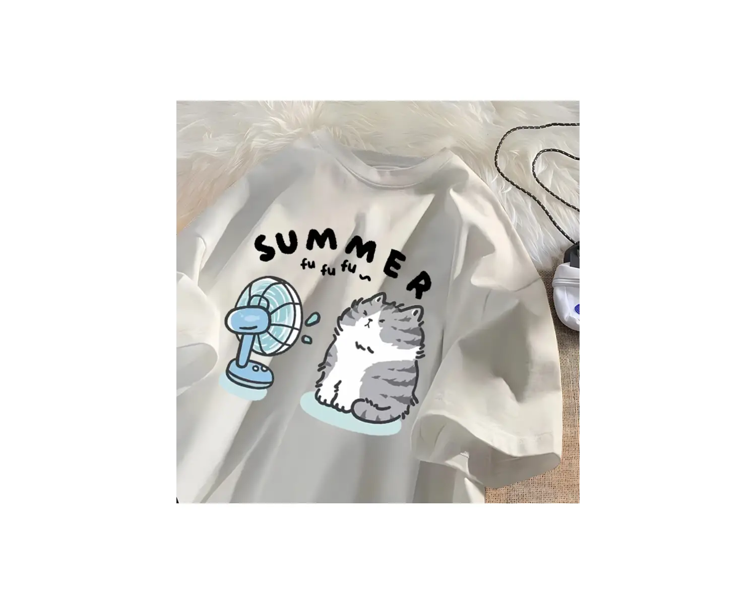 Komik Fan kedi grafik T Shirt kadın erkek pamuk T-shirt rahat yaz kısa kollu Teeerkek 2806