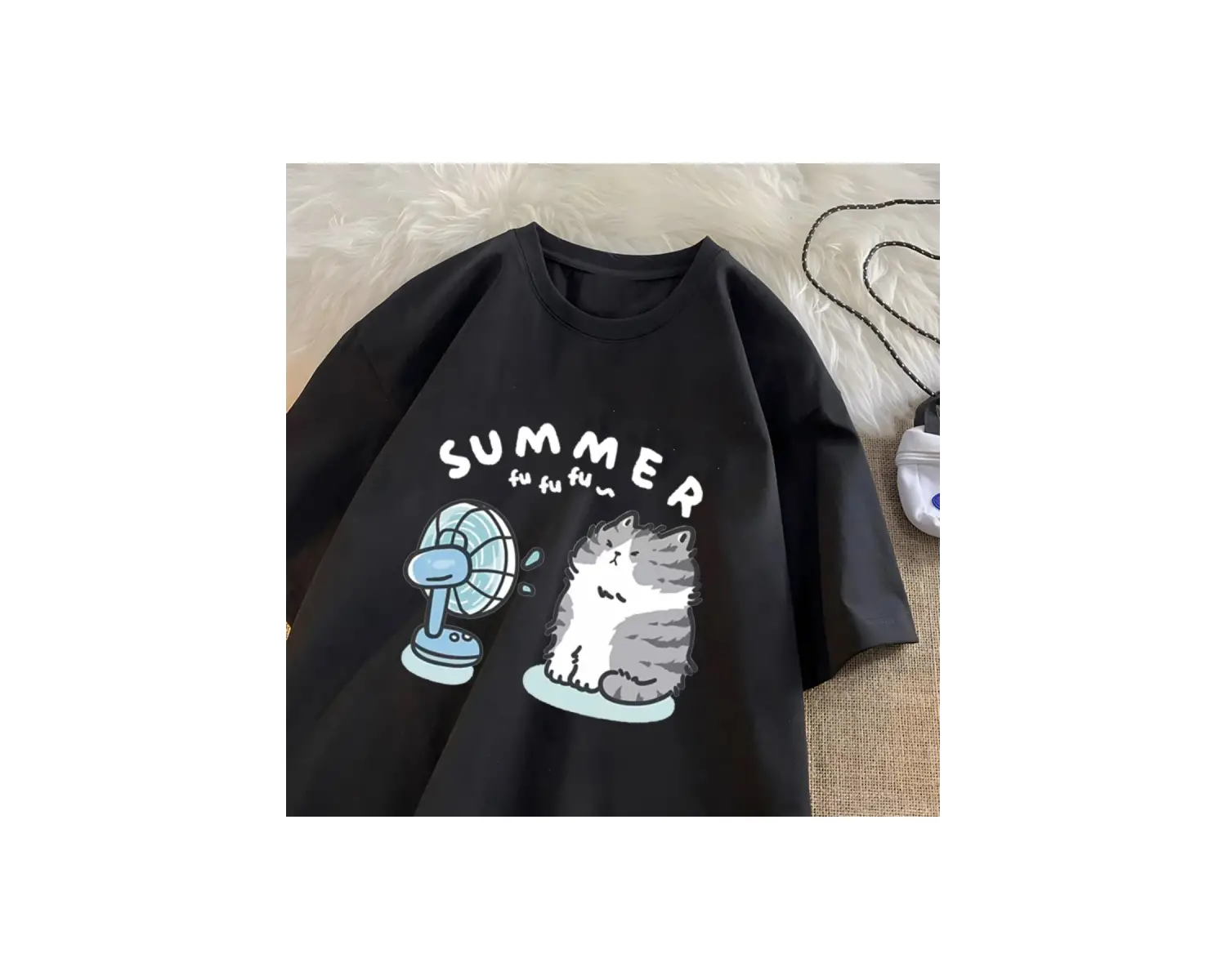 Komik Fan kedi grafik T Shirt kadın erkek pamuk T-shirt rahat yaz kısa kollu Teeerkek 2806