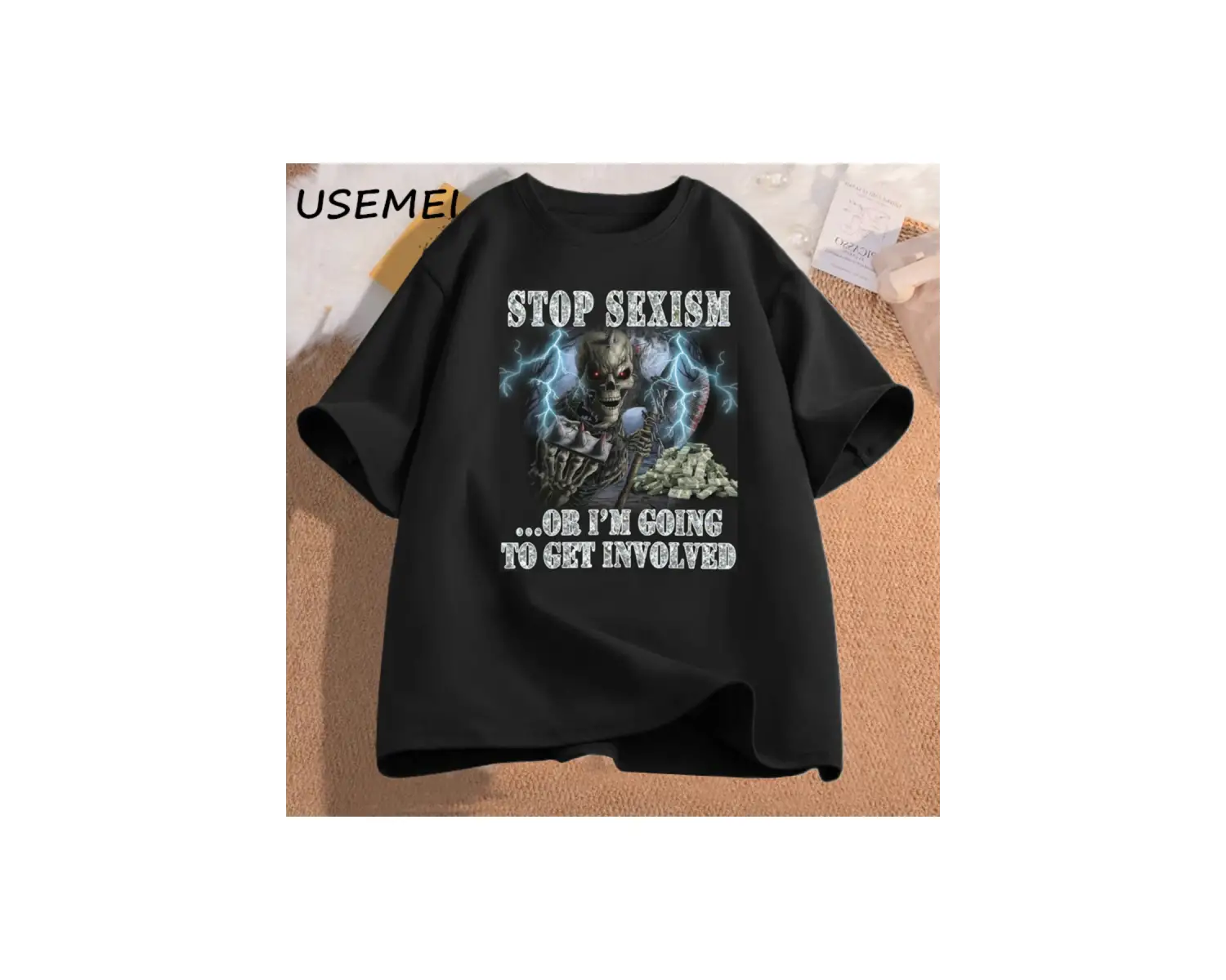 Komik iskelet Tshirt pamuklu t-shirt rahat kısa kollu adam giysileri baskılı kafatası grafik 3038