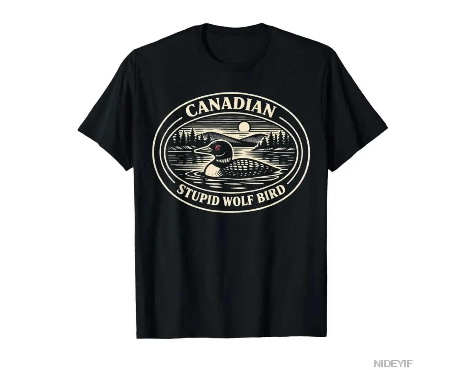Komik Kanadalı Aptal Kurt Kuş Hokeyi Romantik Çift Mizah Tişörtü Erkekler Kadınlar İçin %100