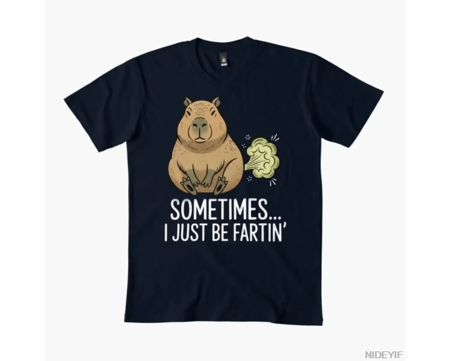 Komik Kapibara Bazen Sadece Fartın Yaptığım Şekildeyim Erkekler Kadınlar İçin Tişört %100 Pam