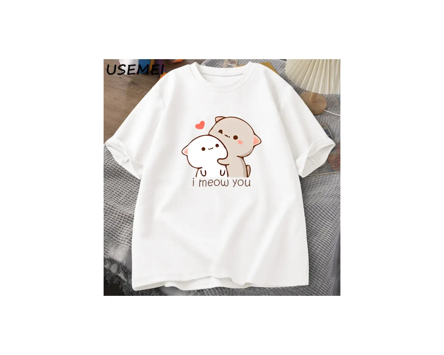 Komik kedi baskılı tişört sevimli Bubu Dudu Tshirt yaz pamuk kısa kollu Teekadın erke 2914