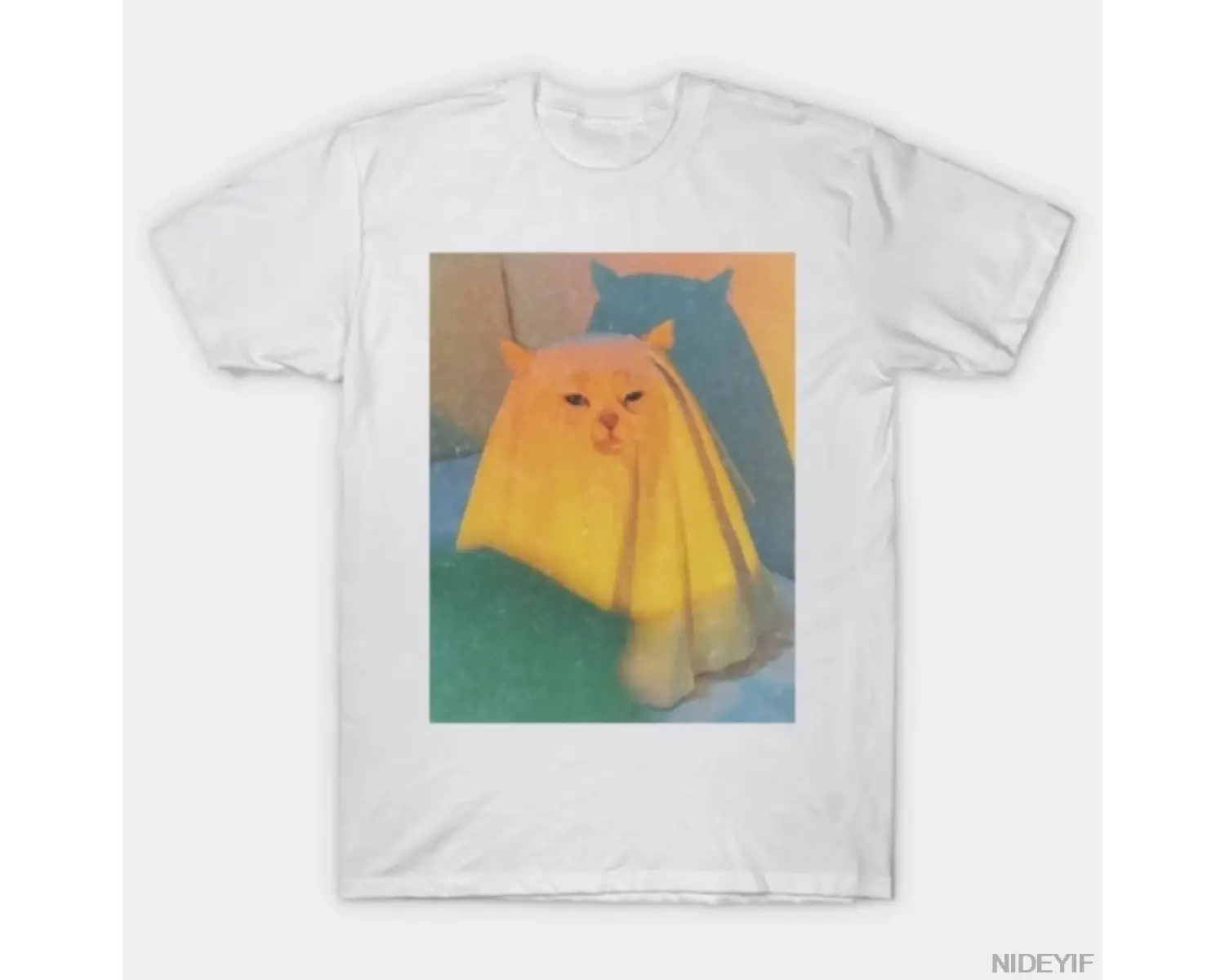 Komik Kedi Hayalet Meme Kedi Battaniye T-shirt Erkekler Kadınlar Için % 100% Pamuk T Shirt Kı