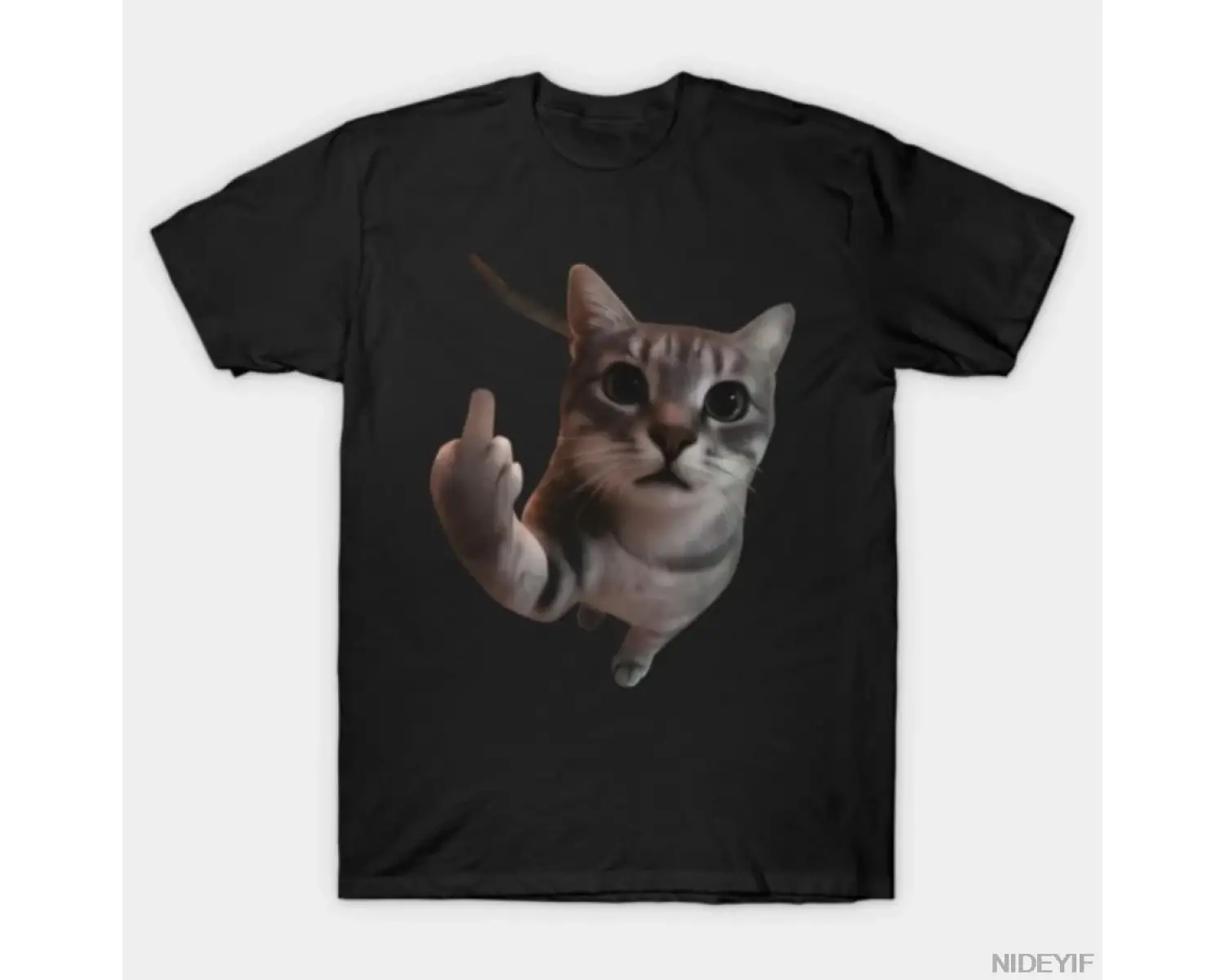 Komik Kedi Orta Parmaklı Kedi Meme Komik Kedi Sever Tişörtü Erkekler Kadınlar İçin %100 Pamuk