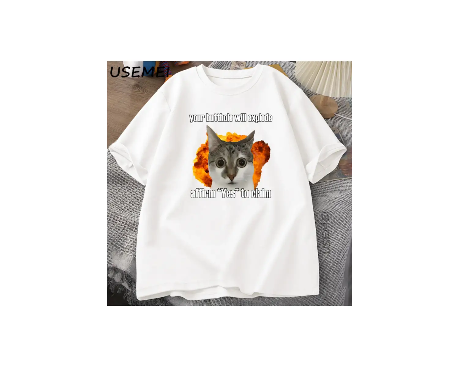 Komik Kedi Pamuk Tişört O-Boyun Kısa Kollu Gevşek moda üst giyim Tees Erkekler Büyük Boy Tişö 2994