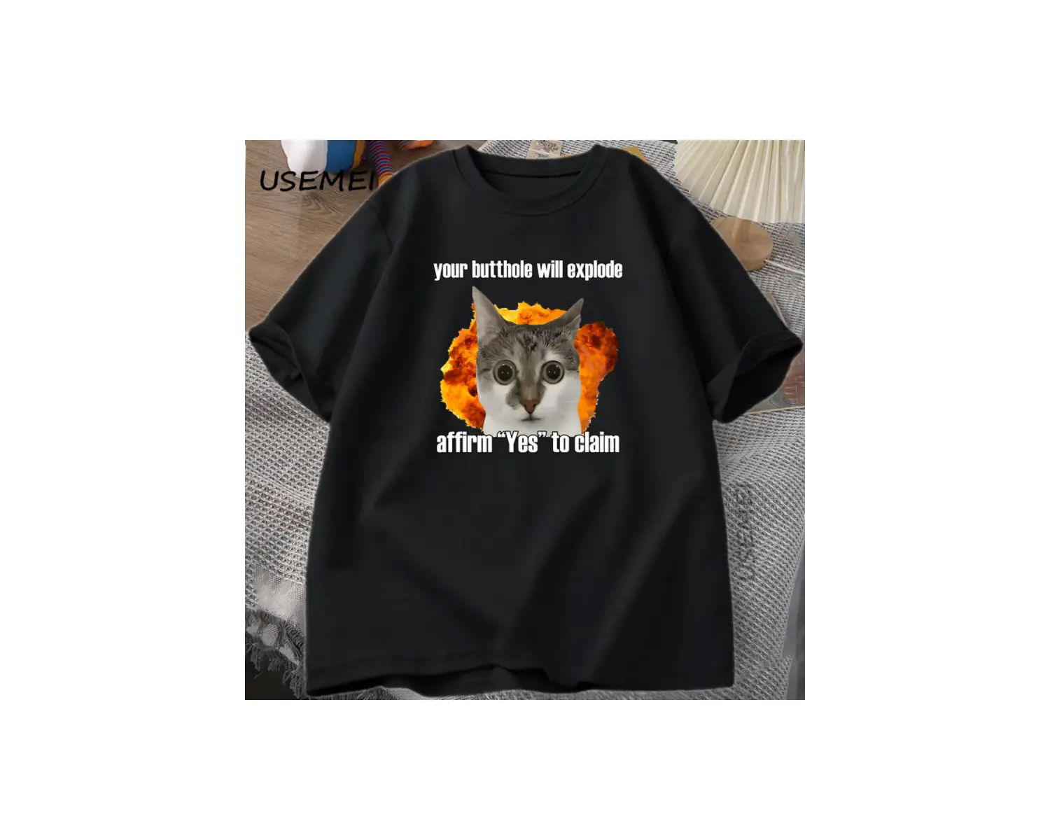 Komik Kedi Pamuk Tişört O-Boyun Kısa Kollu Gevşek moda üst giyim Tees Erkekler Büyük Boy Tişö 2994