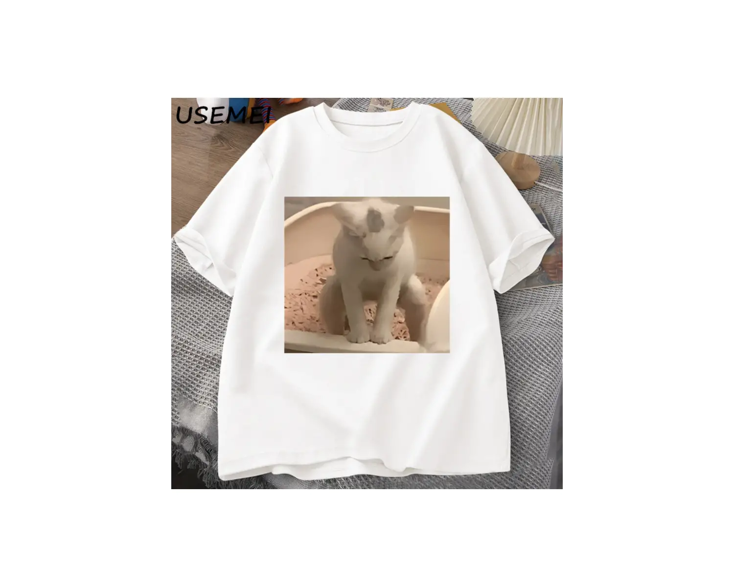 Komik Kedi T-shirt erkek Kısa Kollu T-shirt Baskı Tshirt Erkekler için Giyim Vintage Giysiler 3034