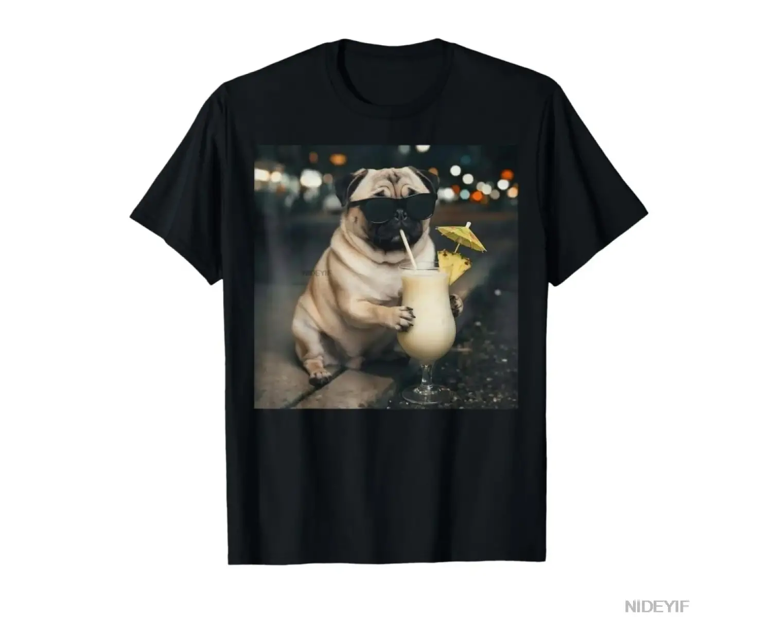 Komik Meme Pug İçme Pina Colada T-shirt Erkekler Kadınlar Için % 100% Pamuk T Shirt Kısa Koll