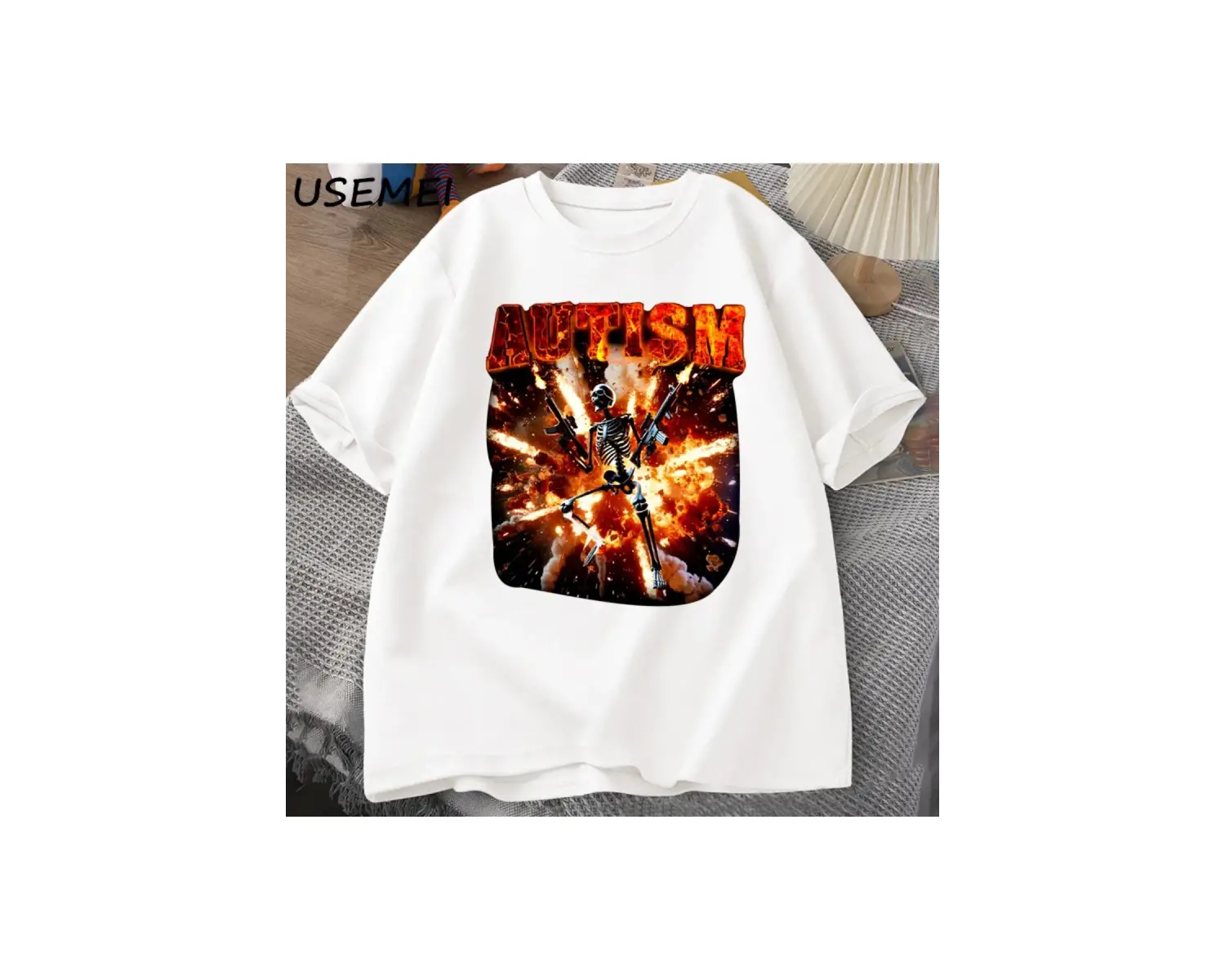 Komik Meme Tişörtleri Otistik İskelet T Shirt Kadın Erkek Sinirli T-shirt Moda Pamuk Ti 3056