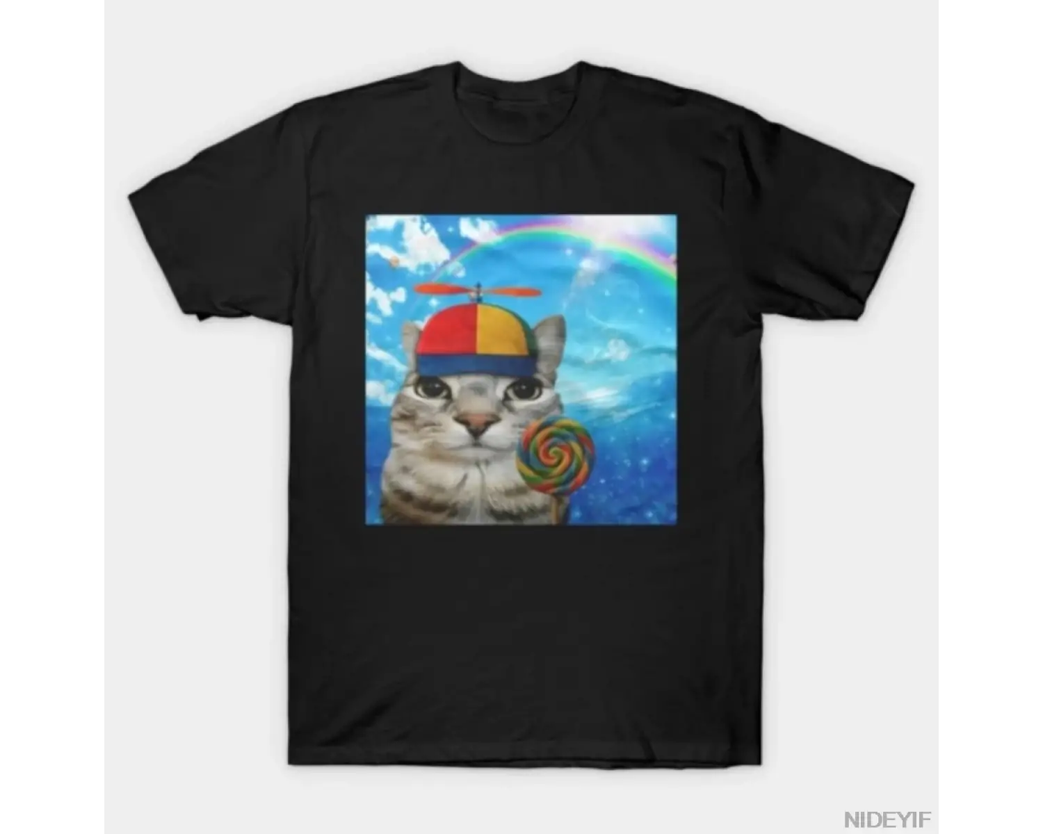 Komik Mutlu Kedi Dreamcore Meme Brainrot Aptal Kitty T-shirt Erkekler Kadınlar Için % 100% Pa